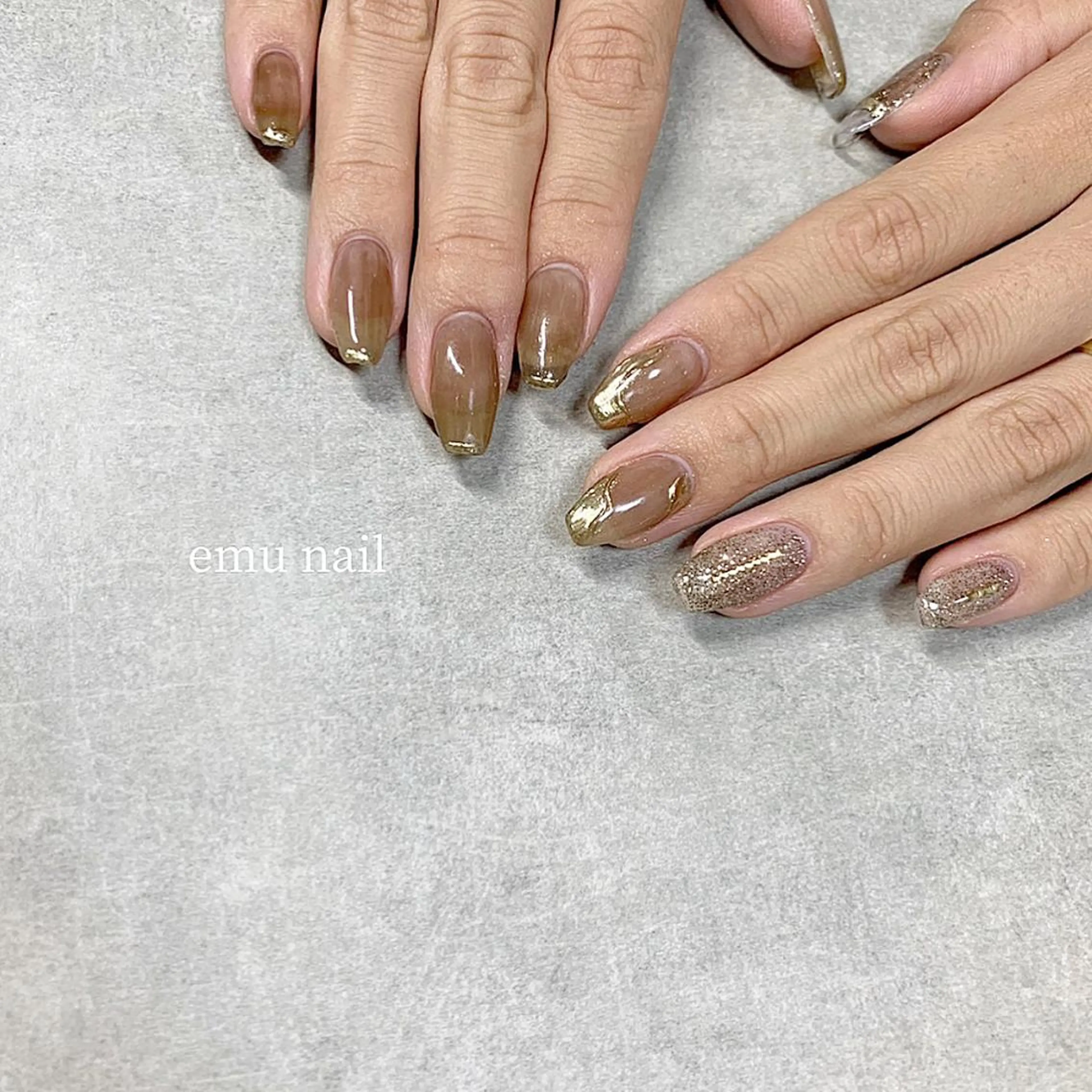 ネイル ブラウン フレンチネイル emu nailのネイルデザイン