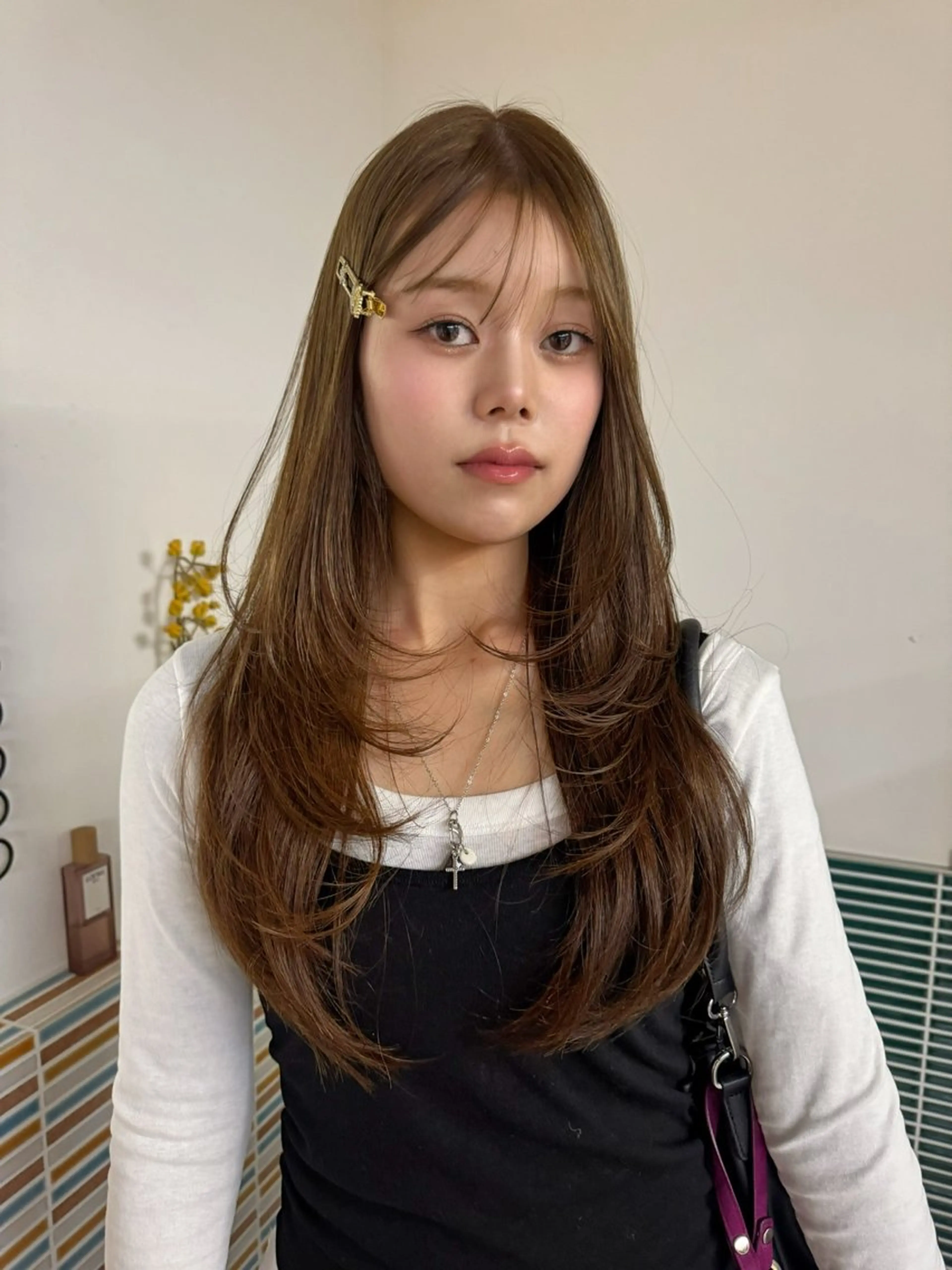 ロング ヘアカラー 梅田/ハイトーン/ 透明感カラー/縮毛のヘアスタイル