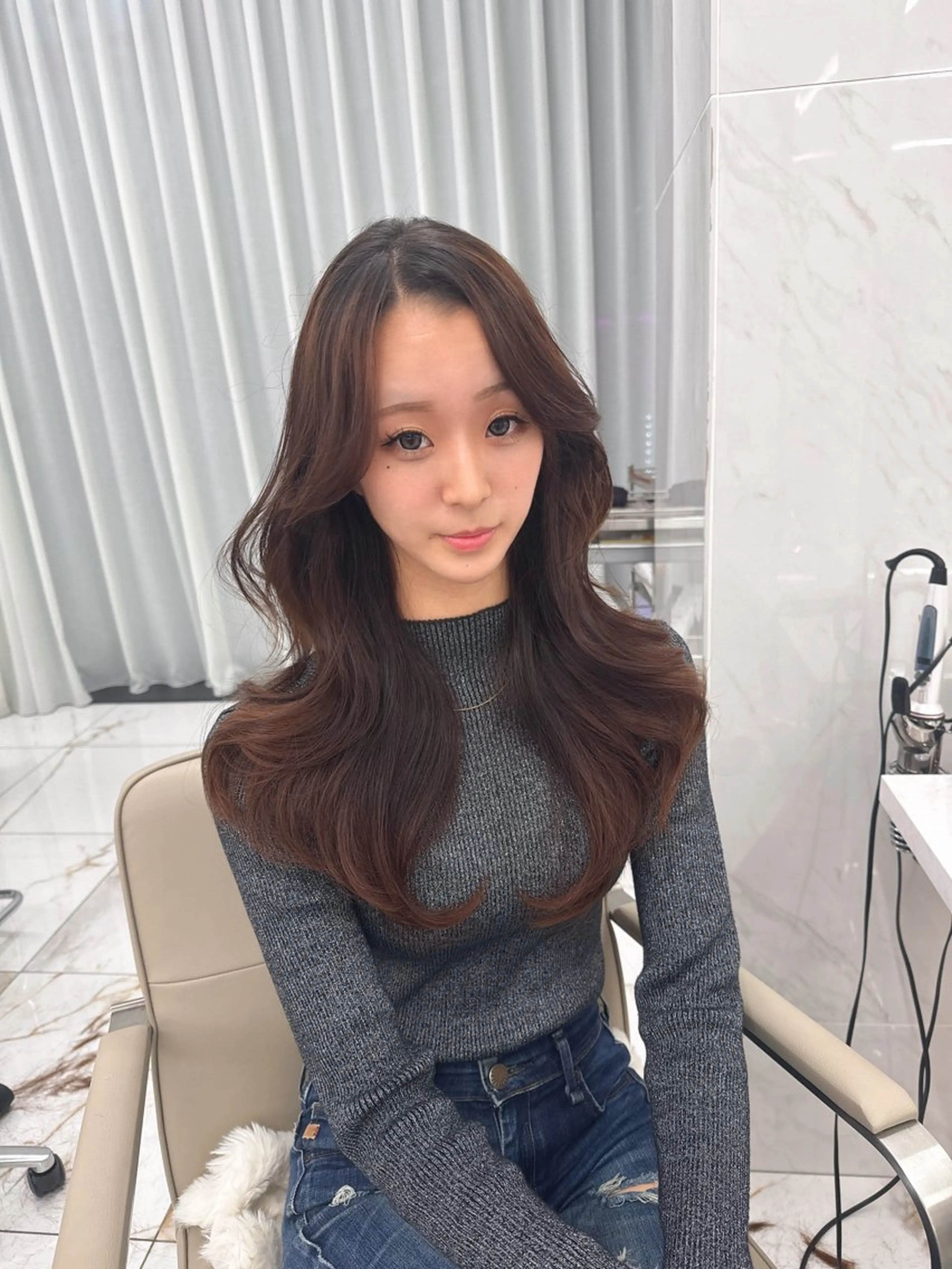 ロング のり🐼顔まわり/ 韓国/レイヤーカットのヘアスタイル