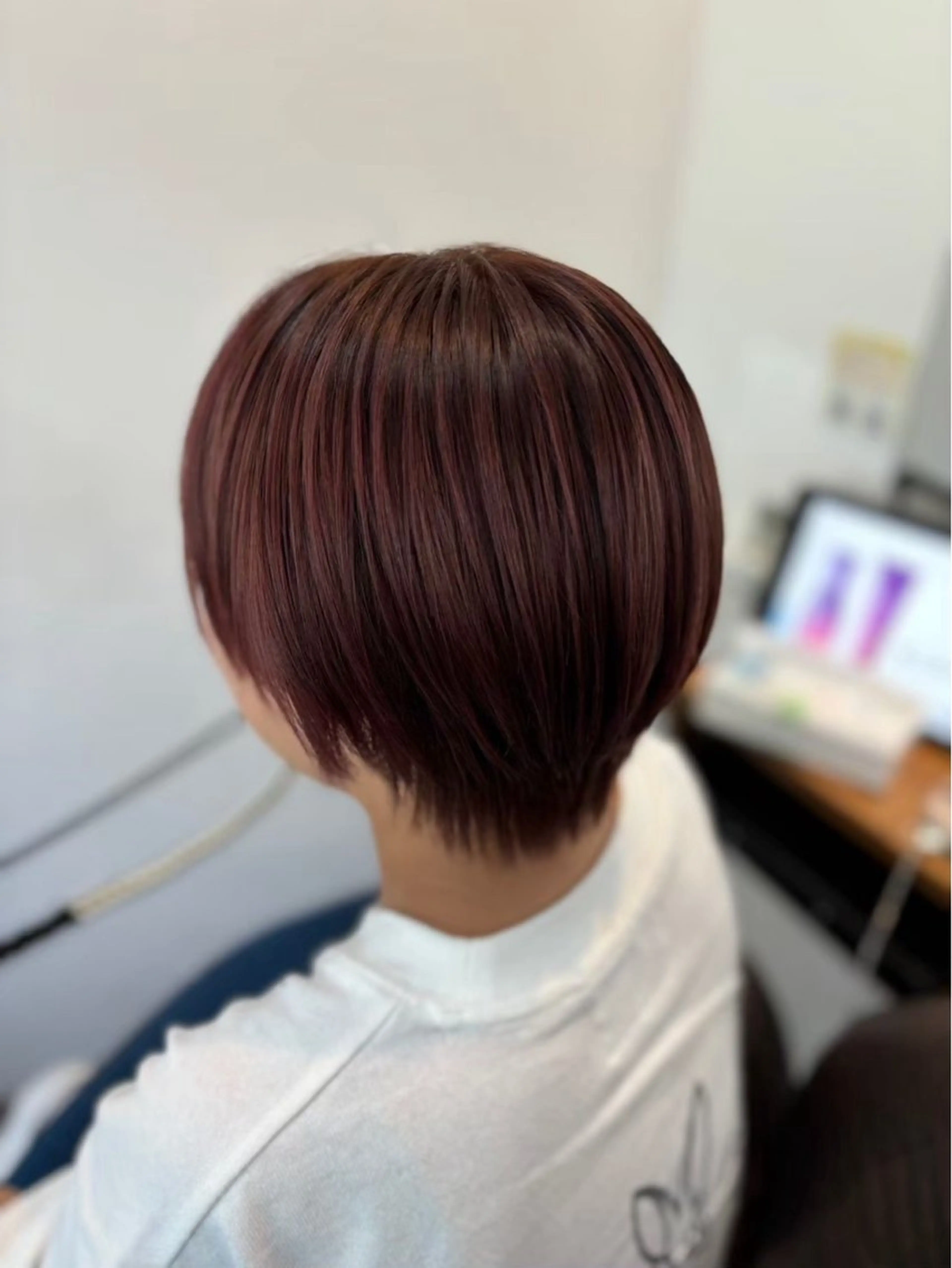 ショート カラー ヒナ/レイヤーカット 艶感ワンカラーのヘアスタイル