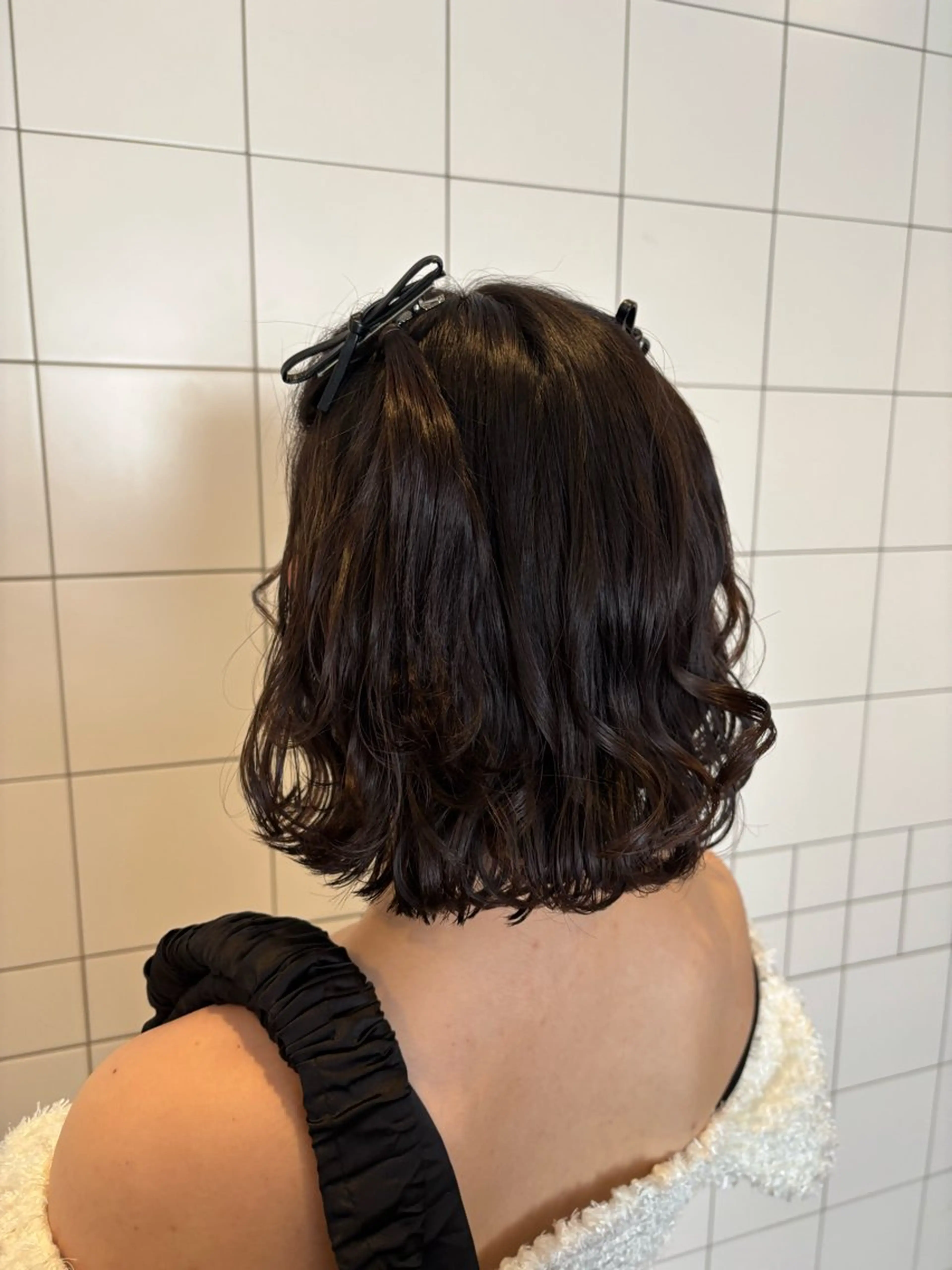 ヘアアレンジ ハーフアップ ボブ デート ヘアセット Ayano‪‪🎀似 合わせ×透明感🎀のヘアスタイル