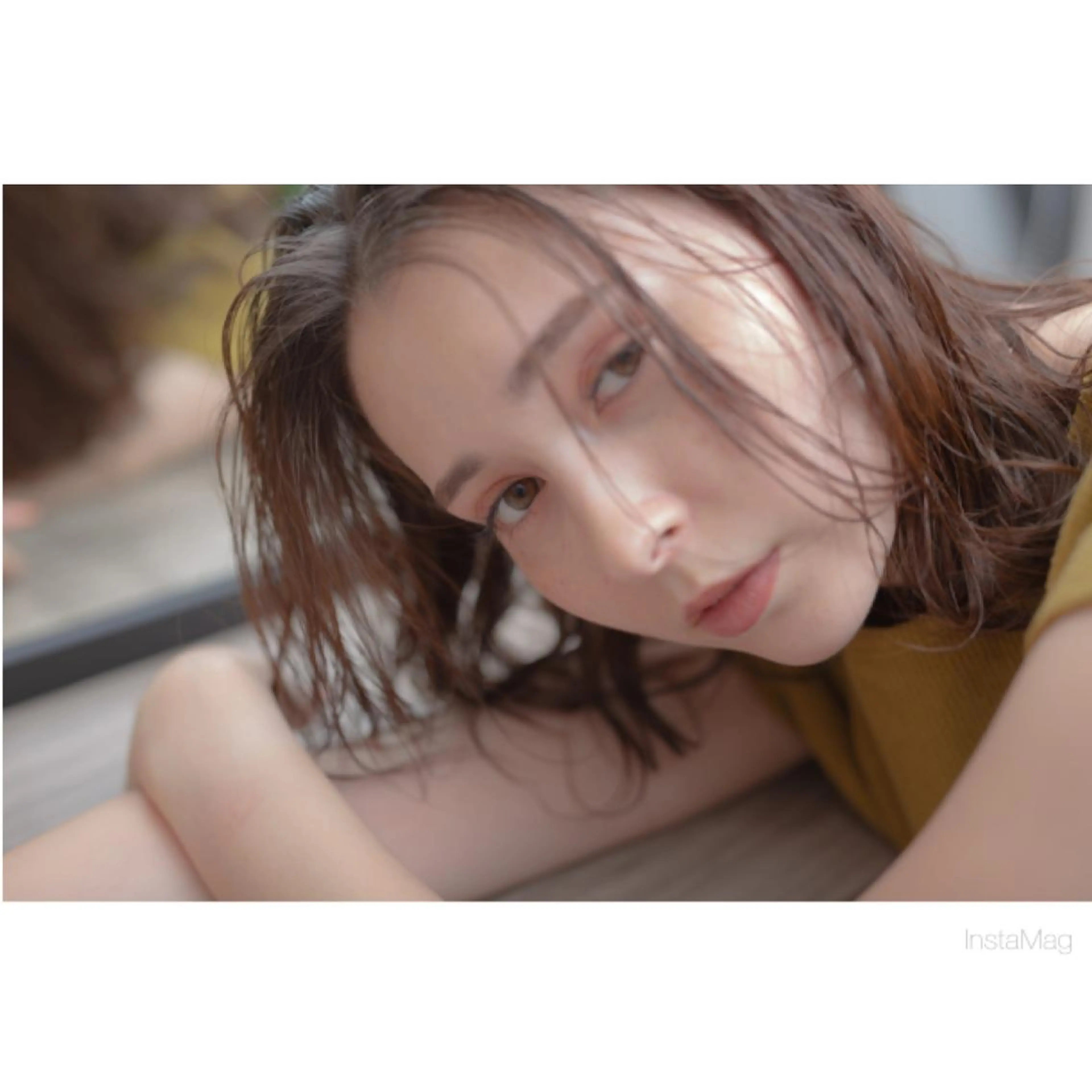 ミディアム カット パーマ 岩間 香純のヘアスタイル