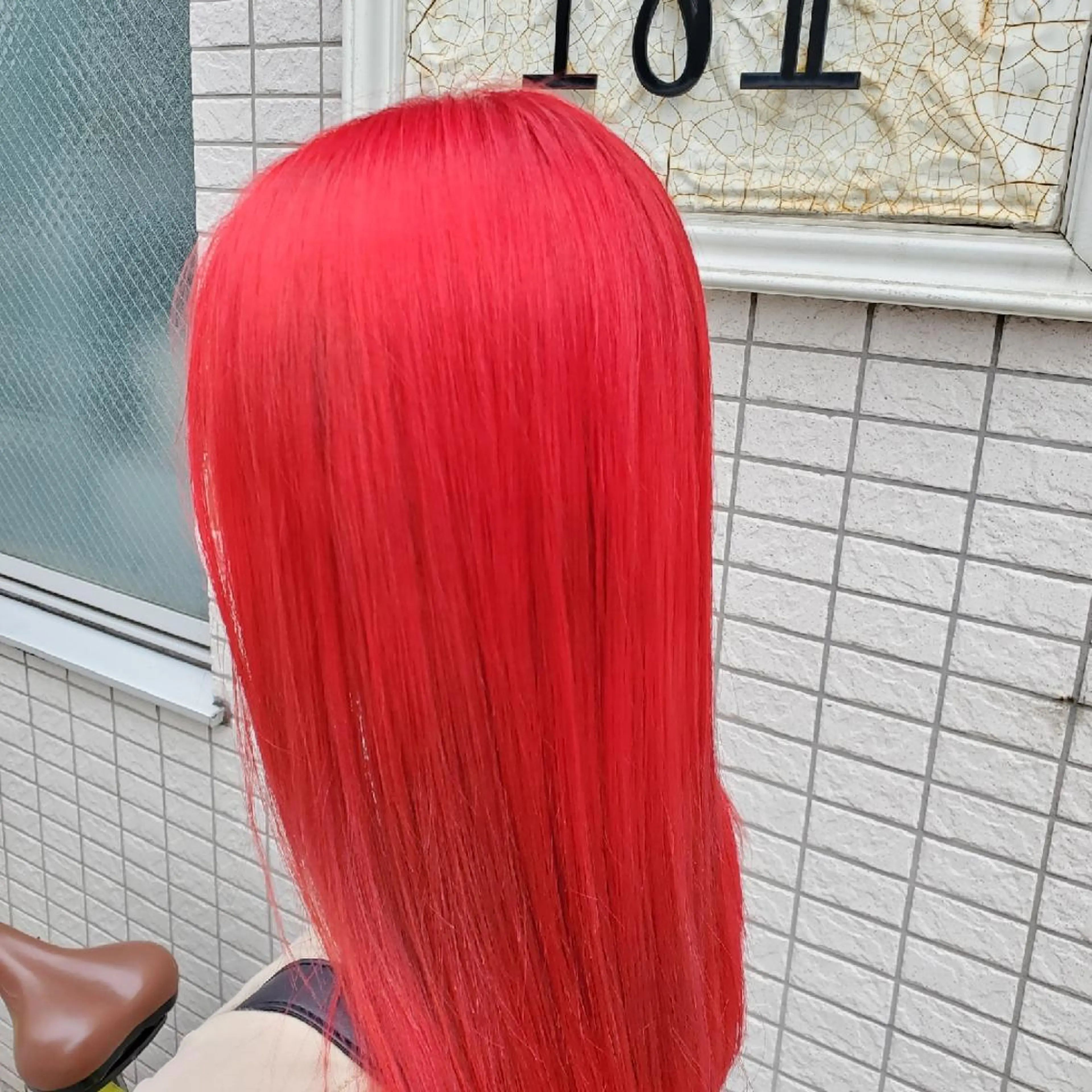 カラー ロング ブリーチ レッドカラー 堀 凌紀のヘアスタイル