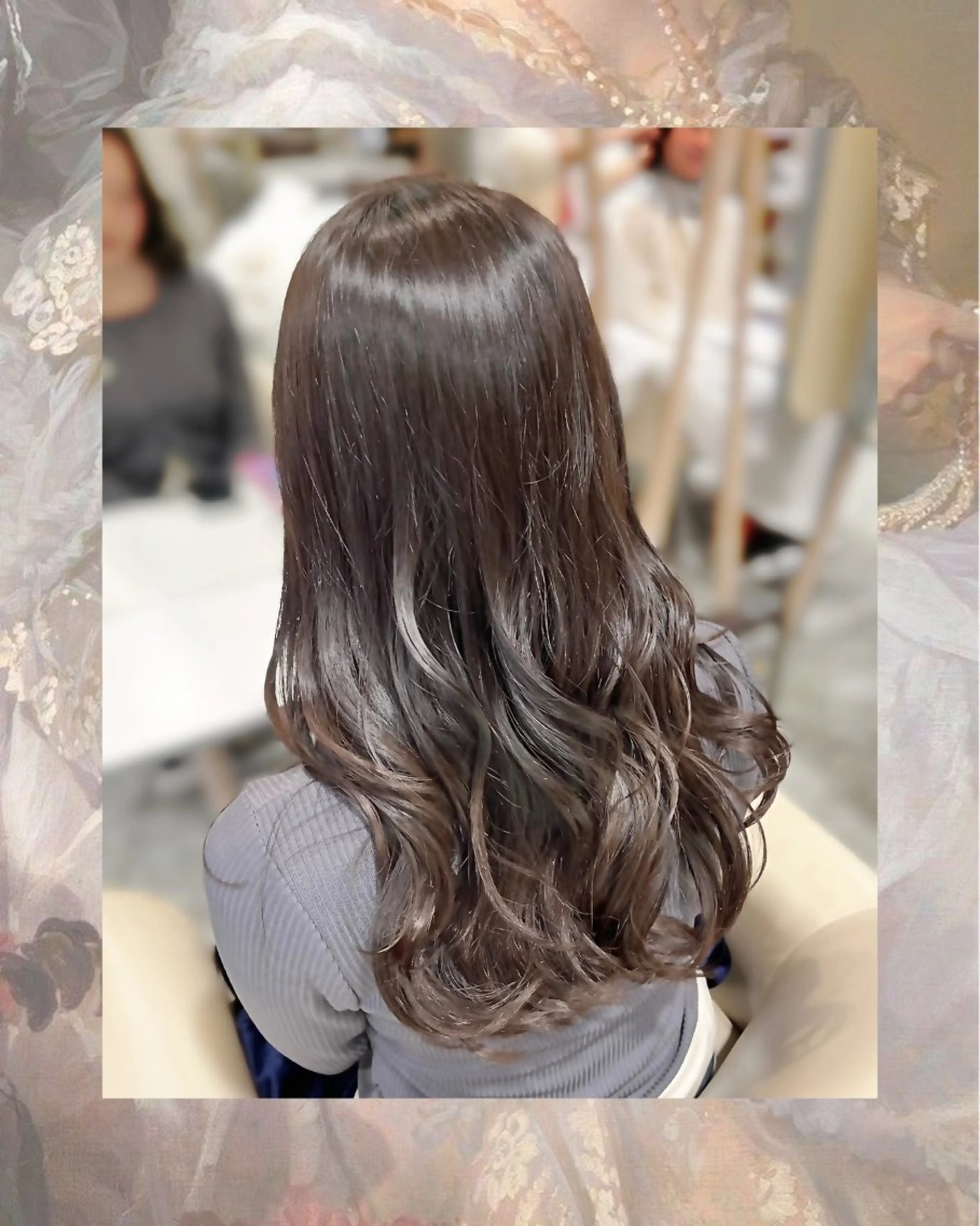 ロング カラー グレージュ アイスグレージュ ꧁꒰ঌ奈菜美໒꒱꧂ 箕面美容室のヘアスタイル