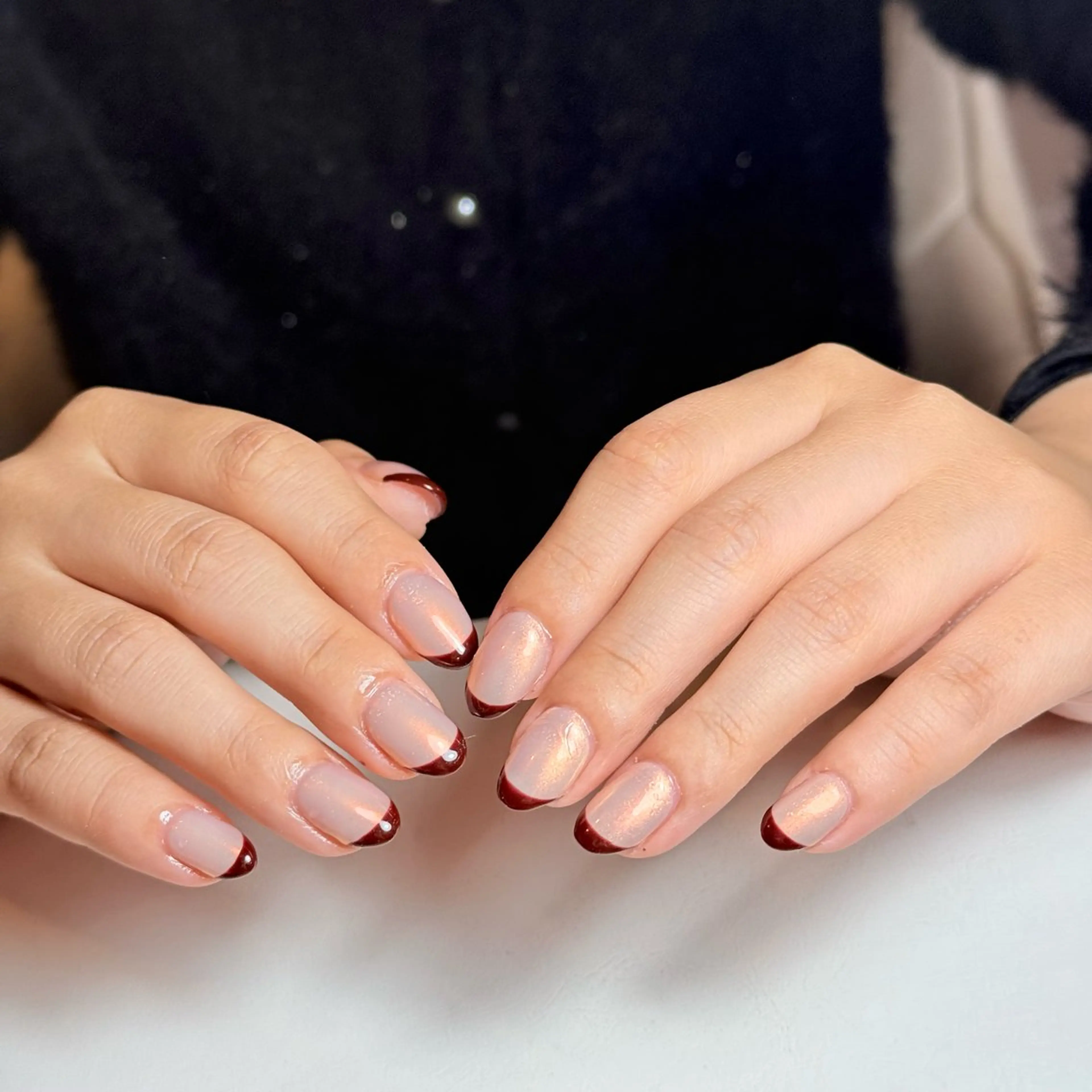 ネイル チークネイル フレンチネイル グラデーション キラキラネイル 韓国ネイル ハンドネイル Risa_ Nailのネイルデザイン