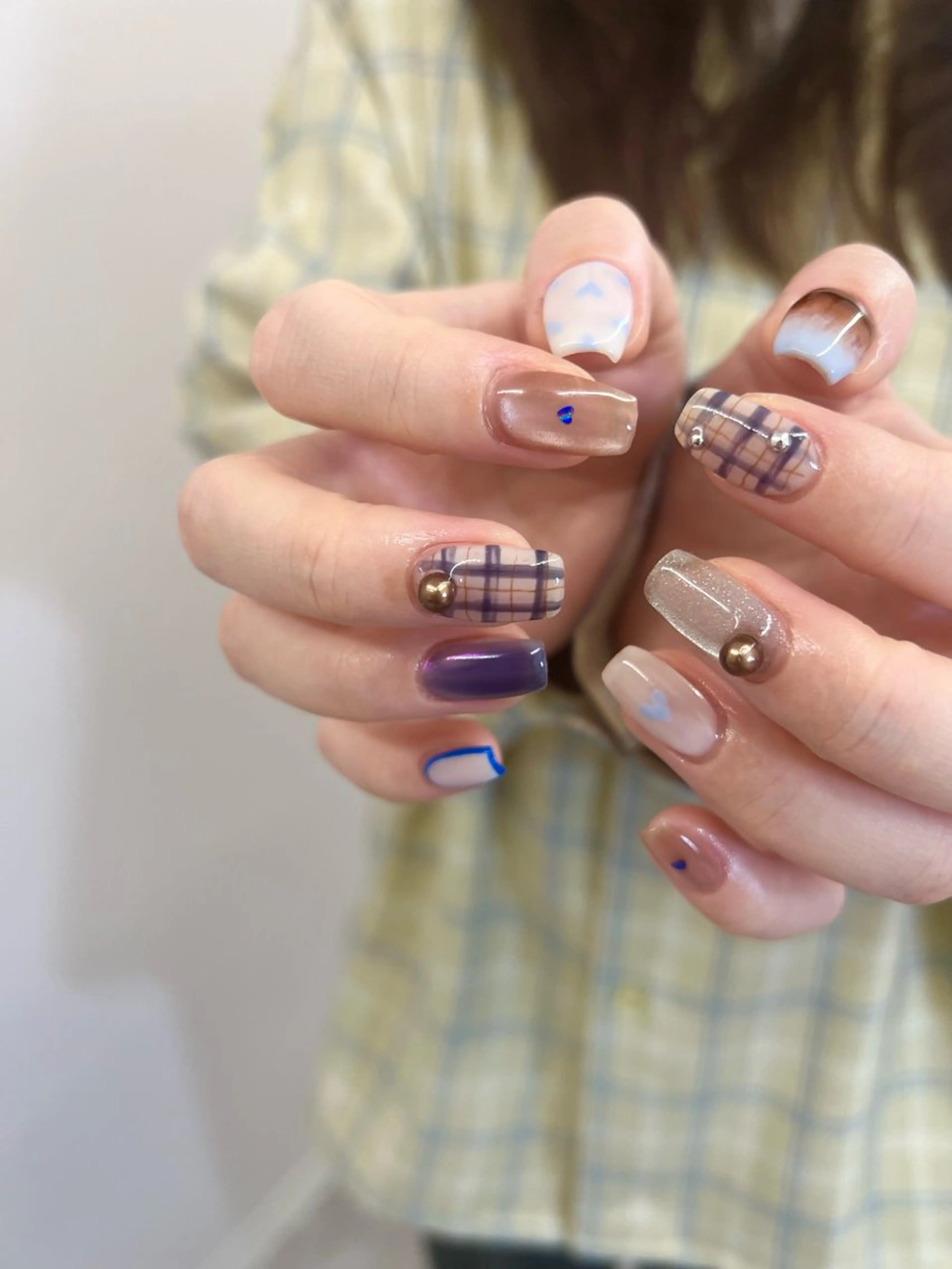 ネイル ジェルネイル グラデーション ハート マグネットネイル ネイビー ハンドネイル ハンドケア Bana_ Nailのネイルデザイン