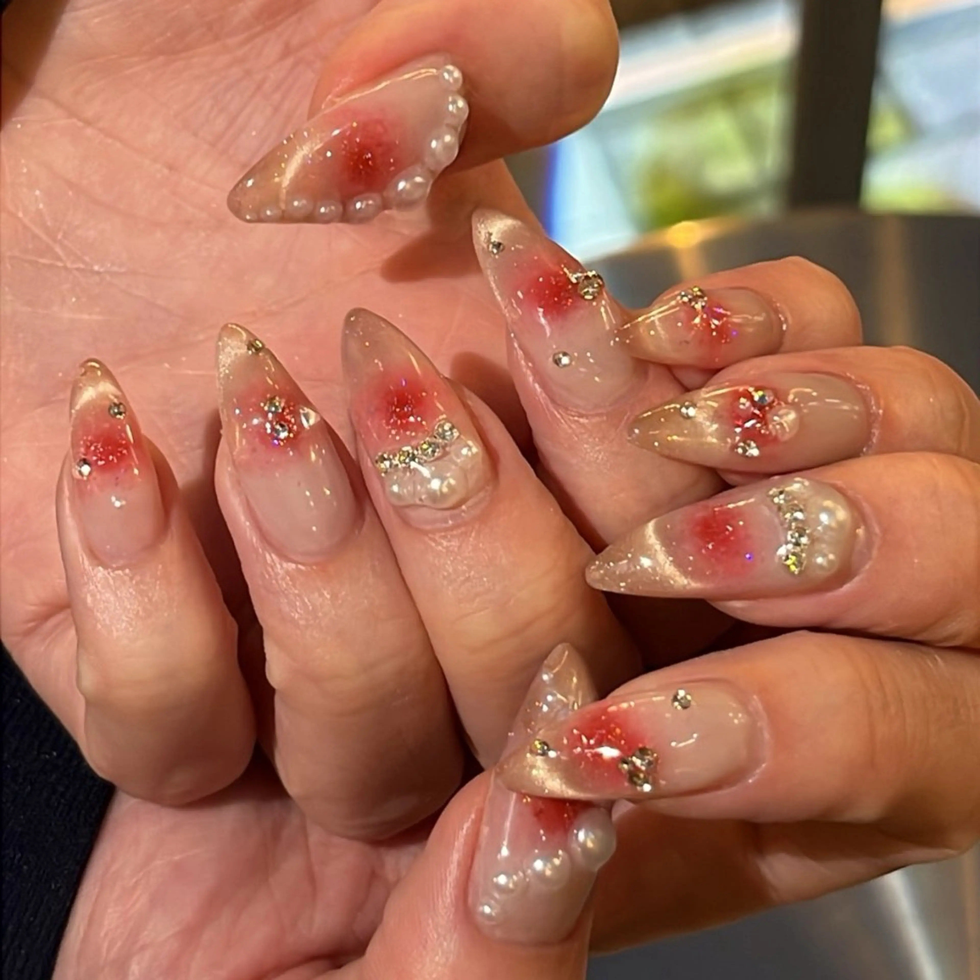 ネイル チークネイル フラッシュネイル ラメ(グリッター) ハンドネイル LABEL TAKARAのネイルデザイン