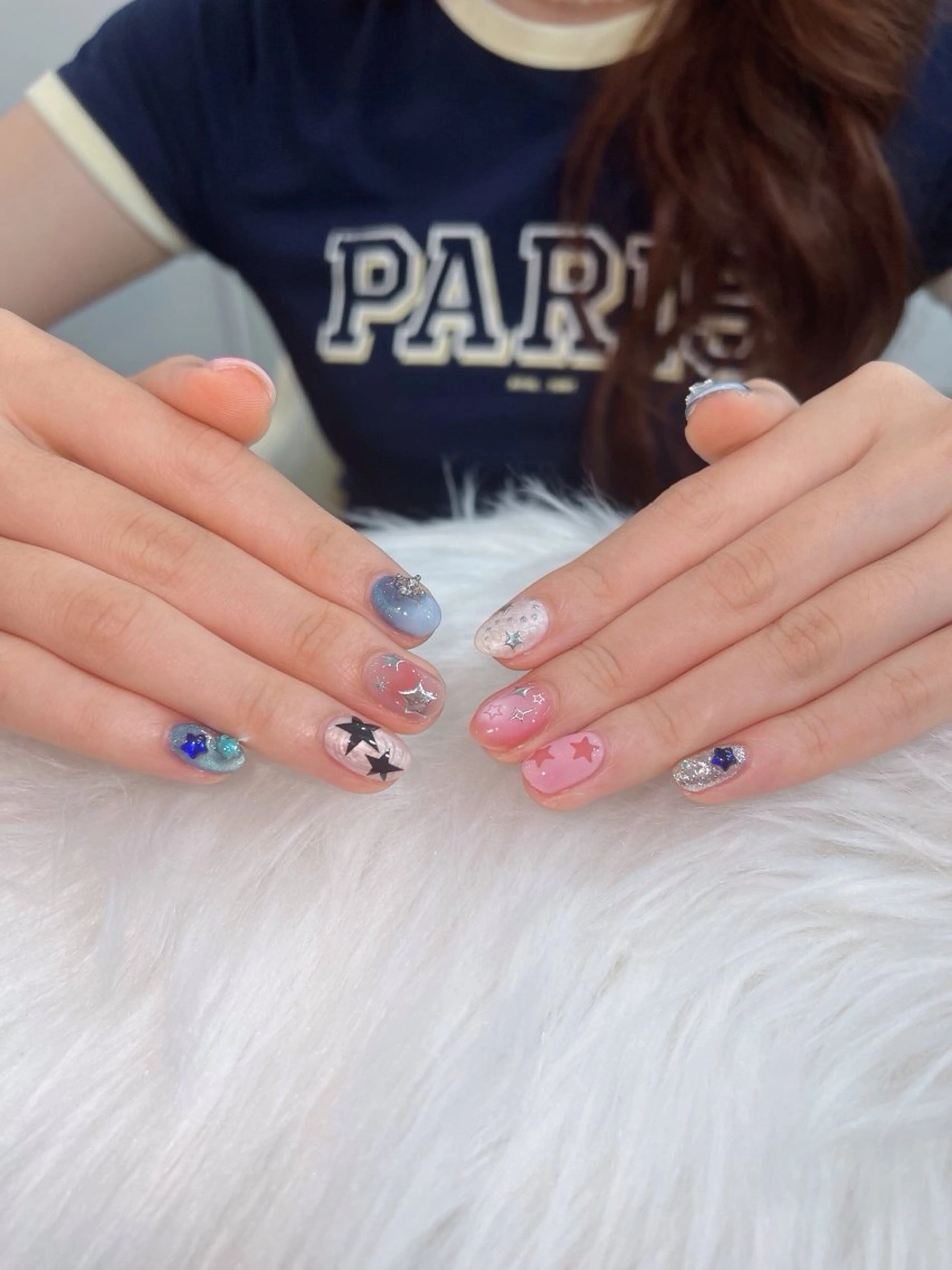 ネイル オーロラネイル ボルドー ブラウン 氷ネイル・うるうるネイル キラキラネイル ハンドネイル Sora  Nail 長さ出し専門店のネイルデザイン