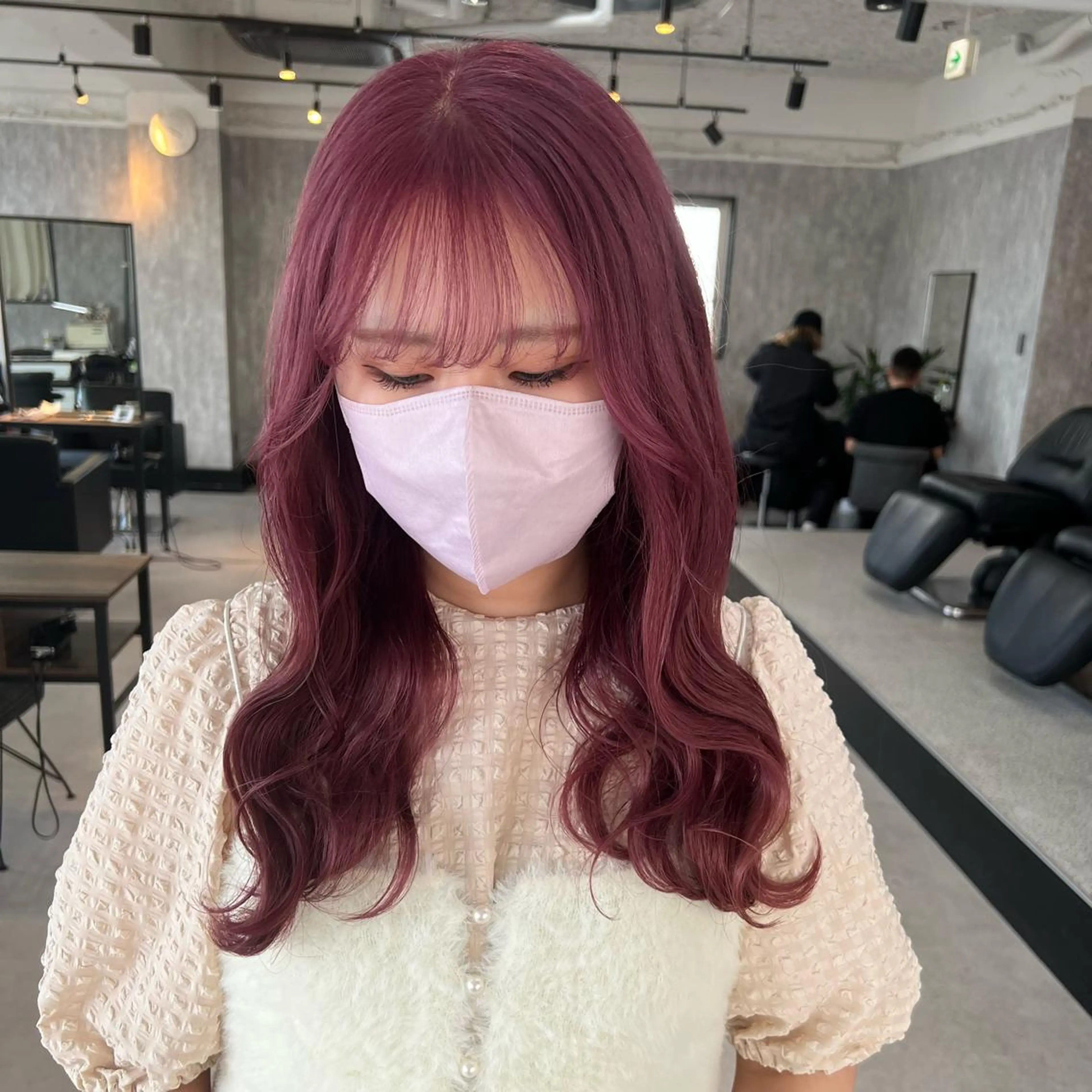 ロング カラー ヘアアレンジ ピンクカラー TIDEHAIR SHIHOのヘアスタイル