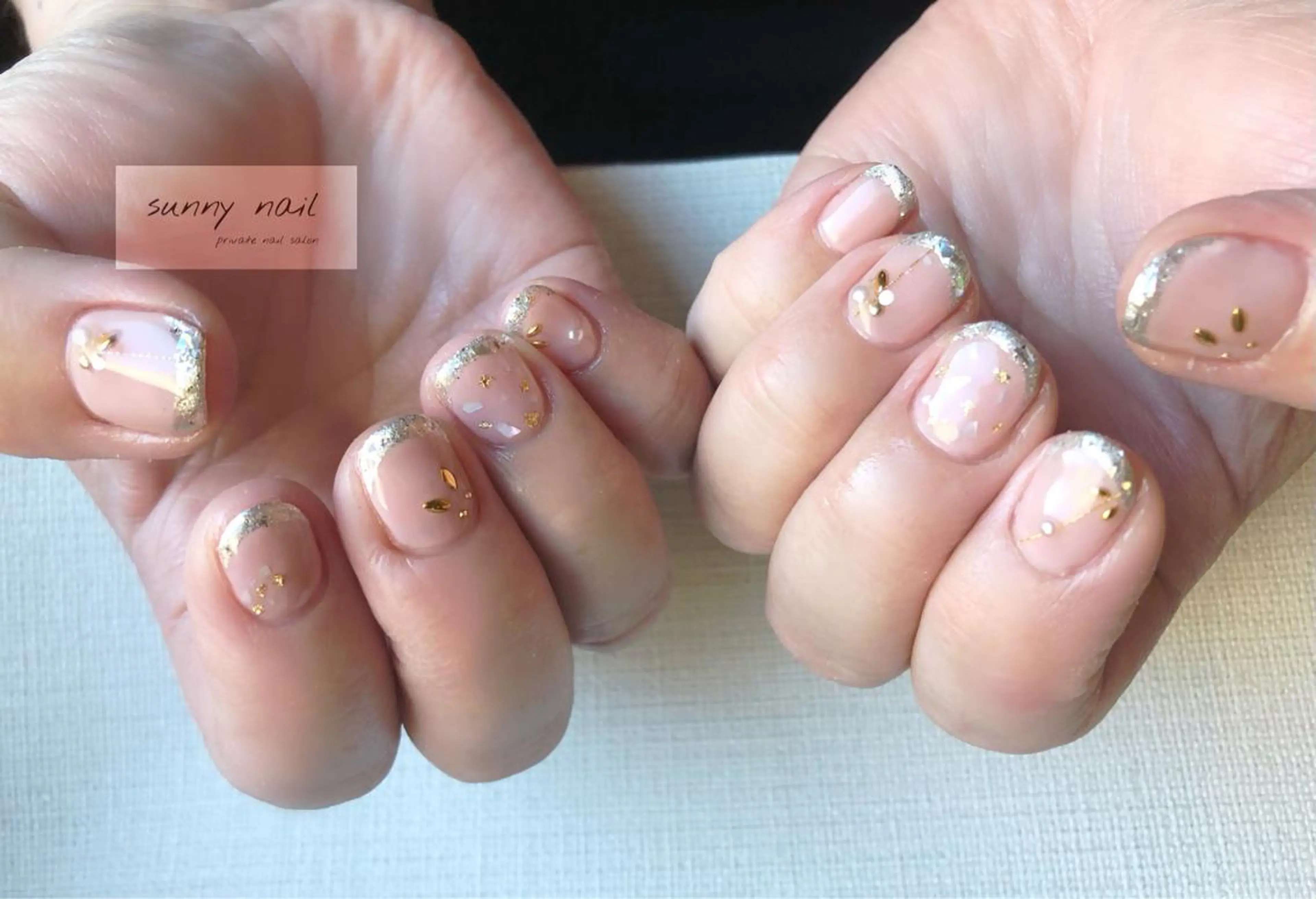 ネイル アートネイル フレンチネイル ジェルネイル ガラスフレンチ ニュアンスネイル sunny nailのネイルデザイン
