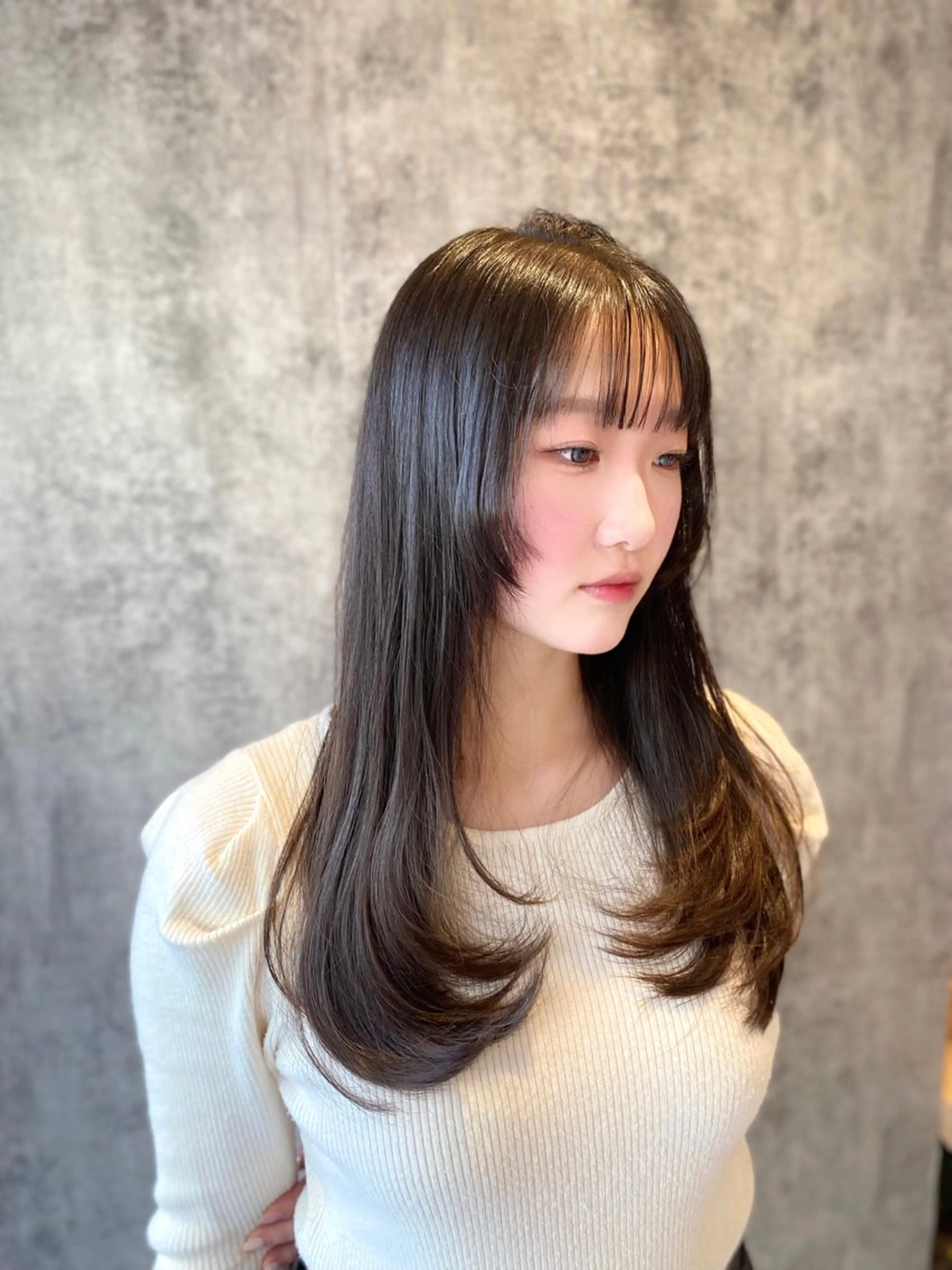 ロング 姫カット 韓国風ヘア レイヤーカット 韓国トレンドヘア しゅーやのヘアスタイル