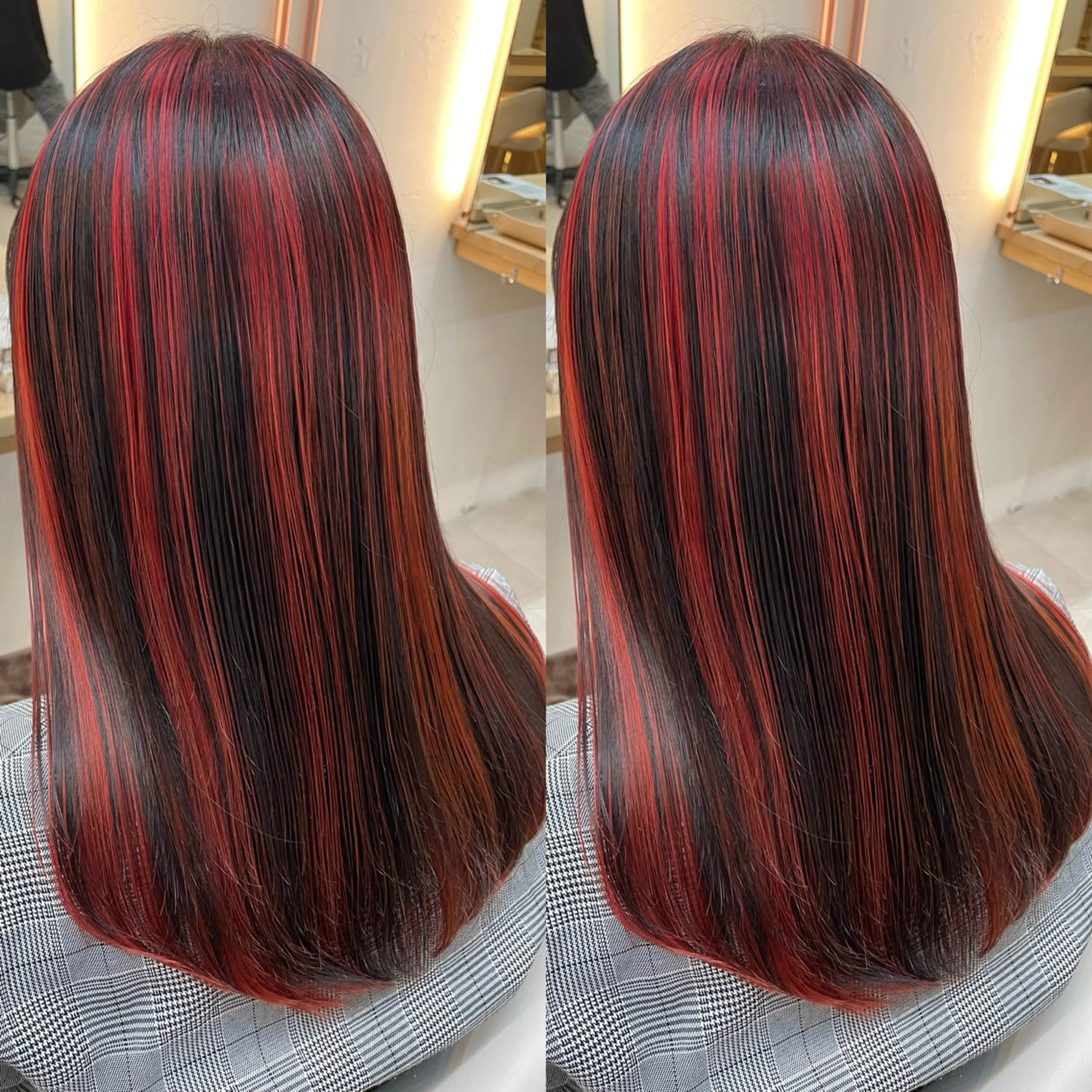 セミロング カラー ハイライトカラー ハイライト カット ヘアカラー トリートメント ヘアセット ブリーチ無しダブル カラー🦕まどかのヘアスタイル