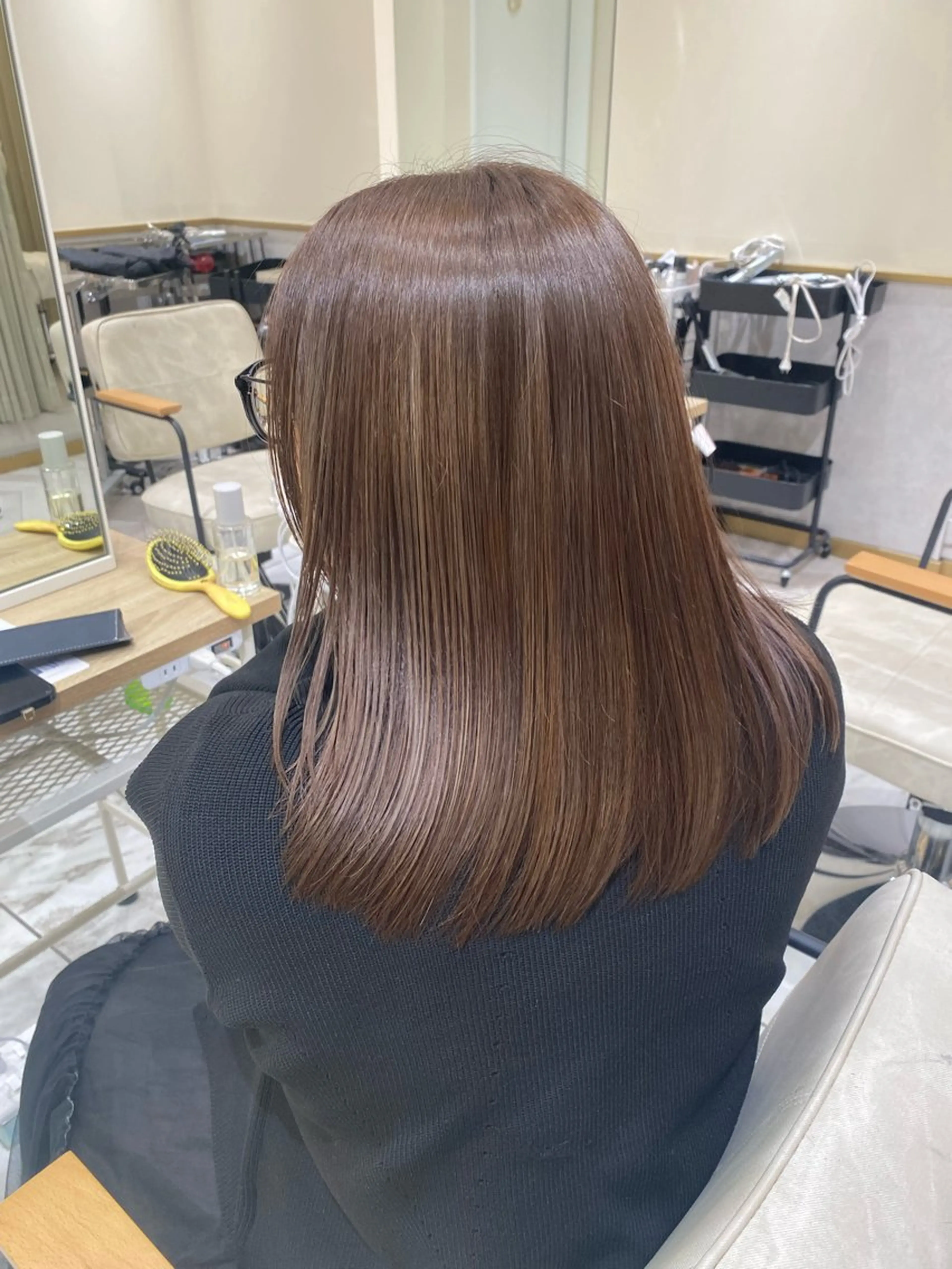 ミディアム カラー カット ヘアカラー トリートメント hina☺︎ 髪質改善/ストレートのヘアスタイル