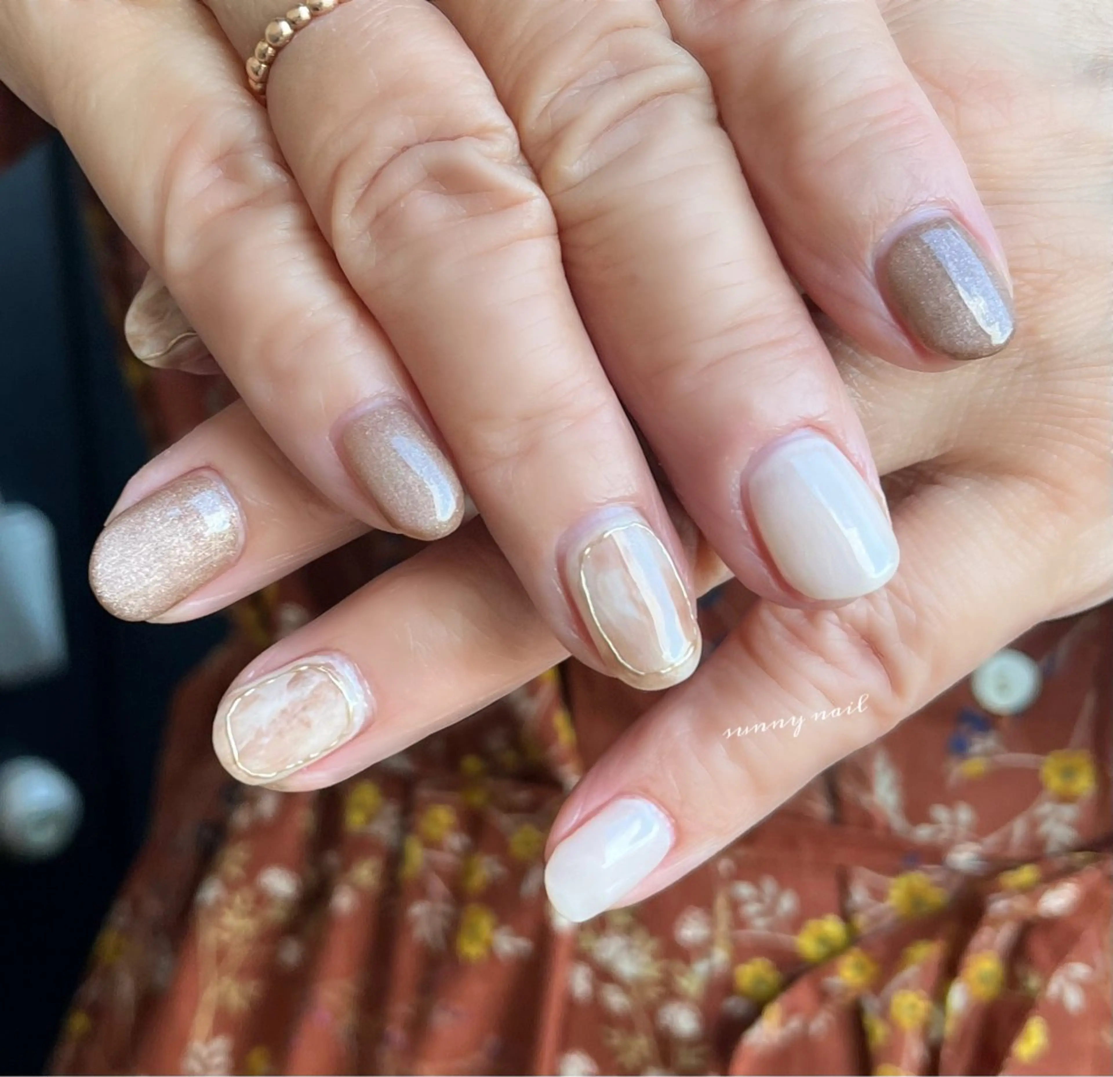 ネイル ジェルネイル マグネットネイル 大理石ネイル(マーブル) ミラーネイル パラジェル sunny nailのネイルデザイン