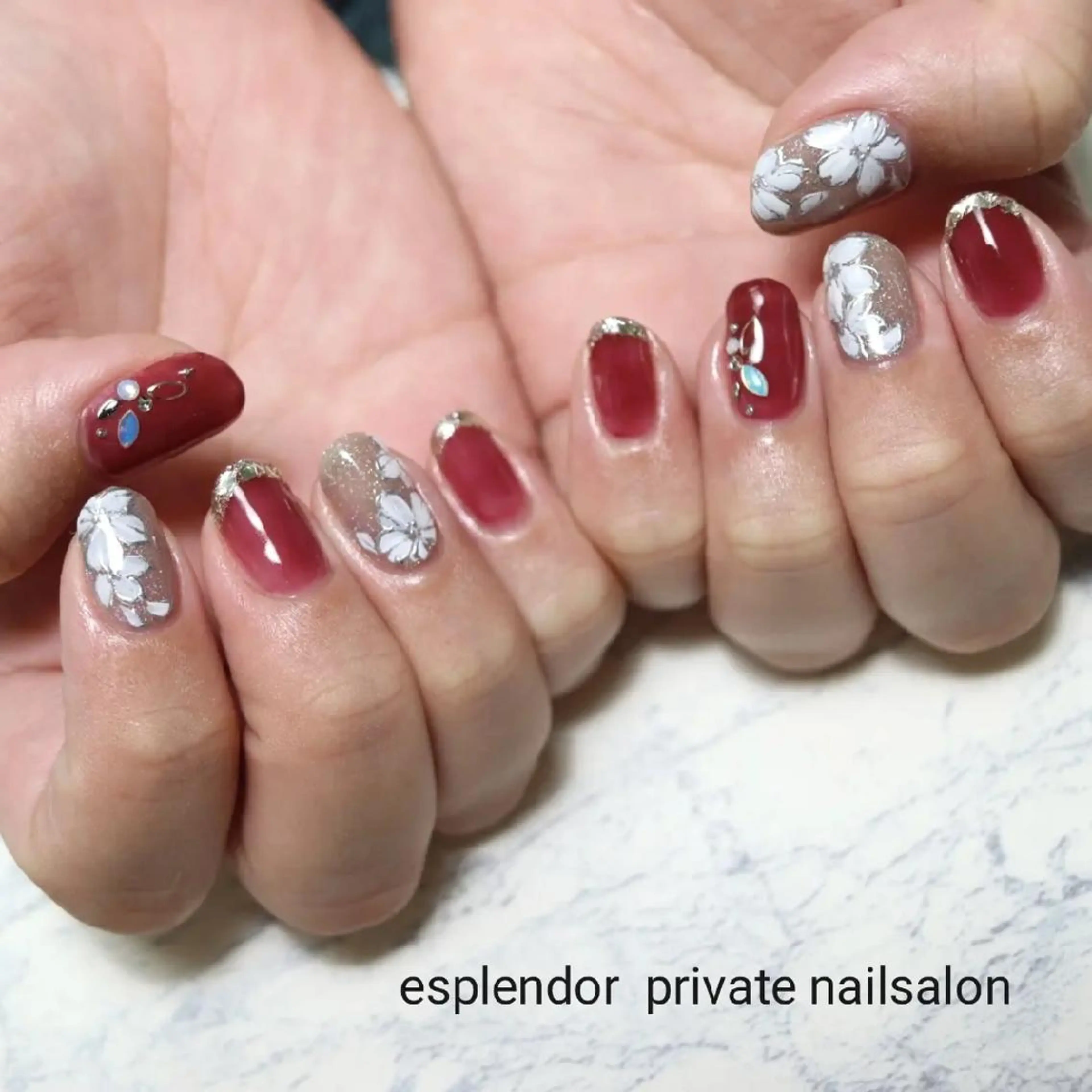 ネイル ボルドー クリアネイル esplendor  エスプレンドル所属・esplendor  小野寺のネイルデザイン