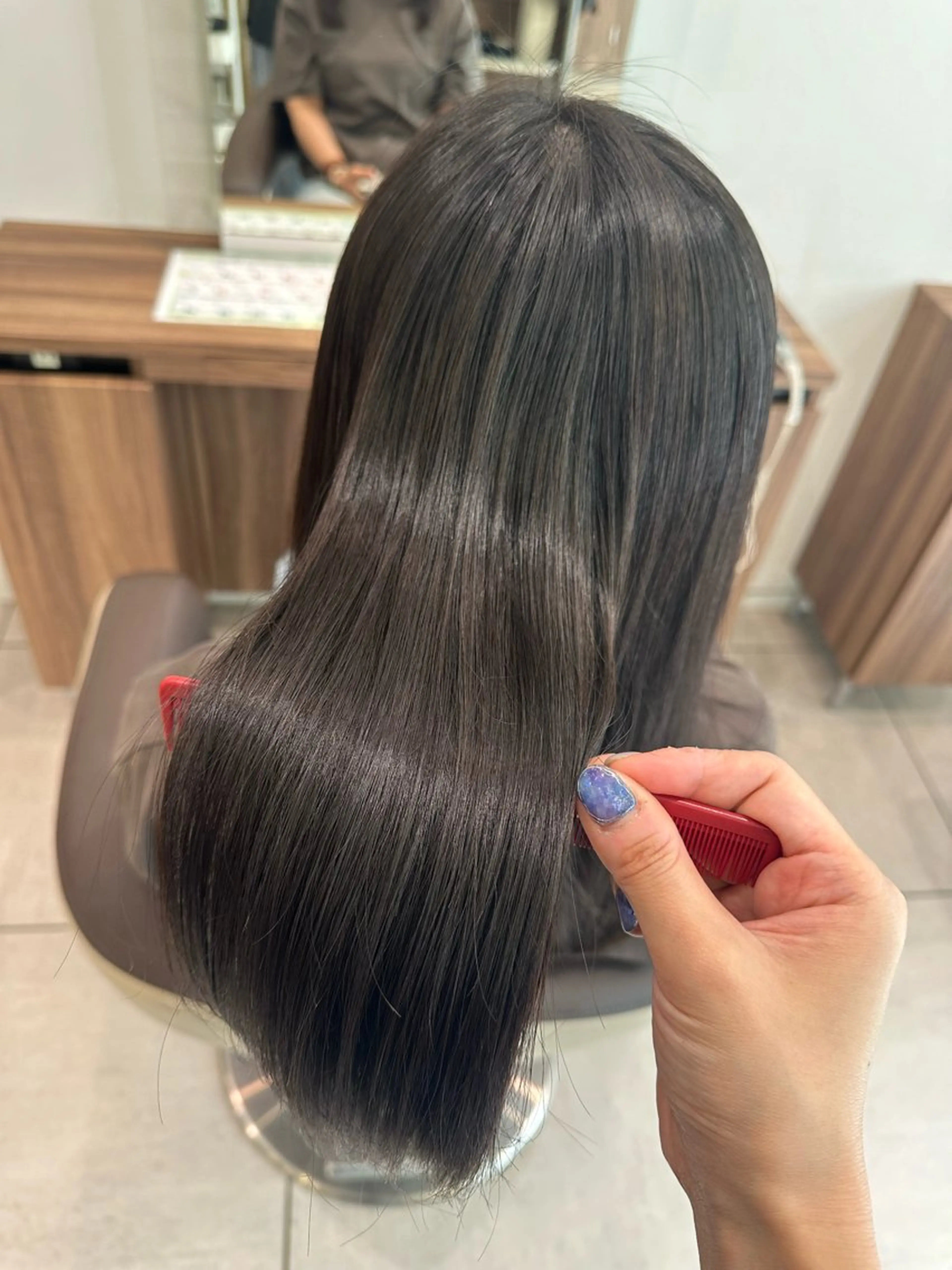 セミロング パーマ カット 縮毛矯正 藤井 真奈美のヘアスタイル