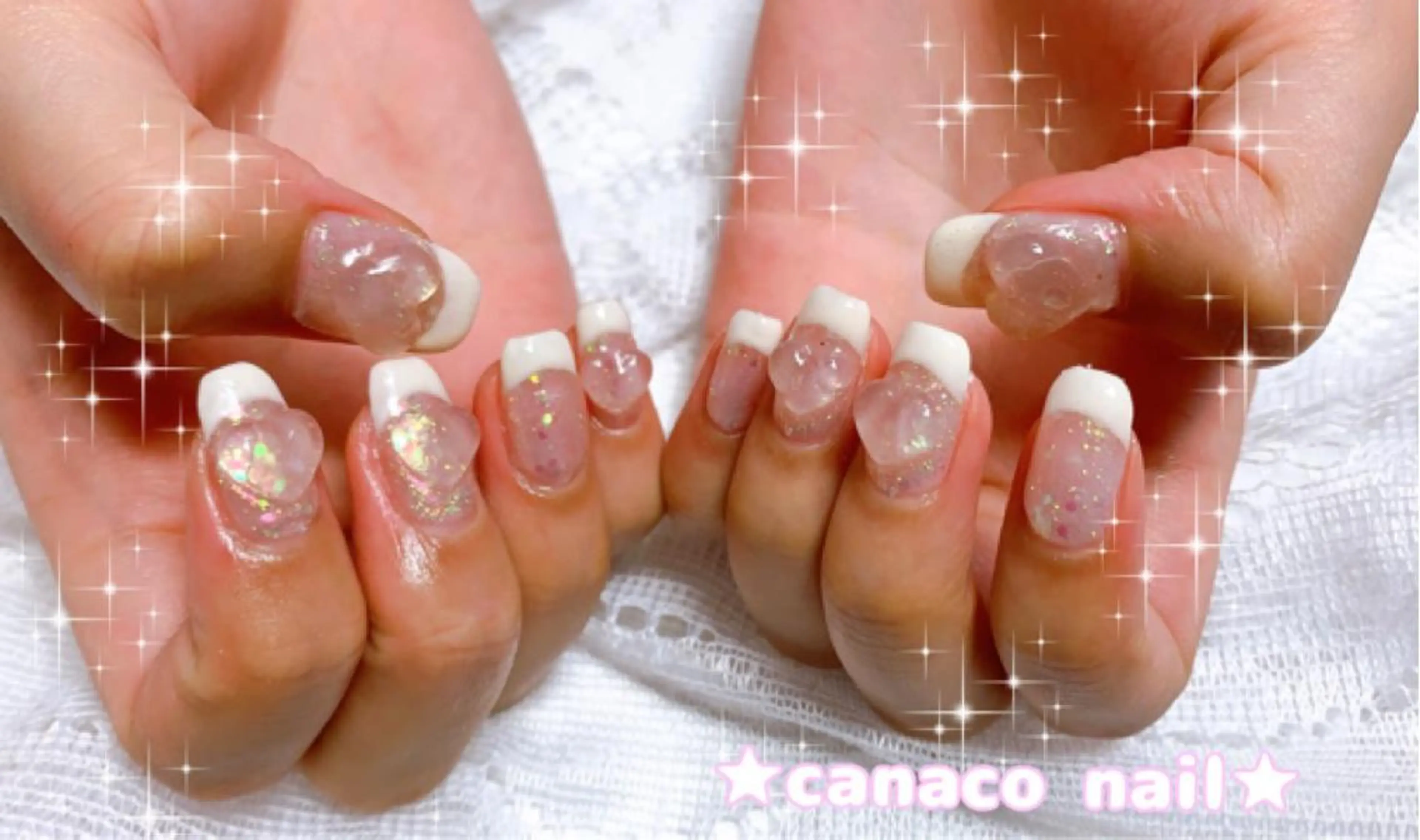ネイル アートネイル オーロラネイル クリアネイル フレンチネイル ジェルネイル ハンドネイル ハンドケア ベテランネイル cnc nailのネイルデザイン