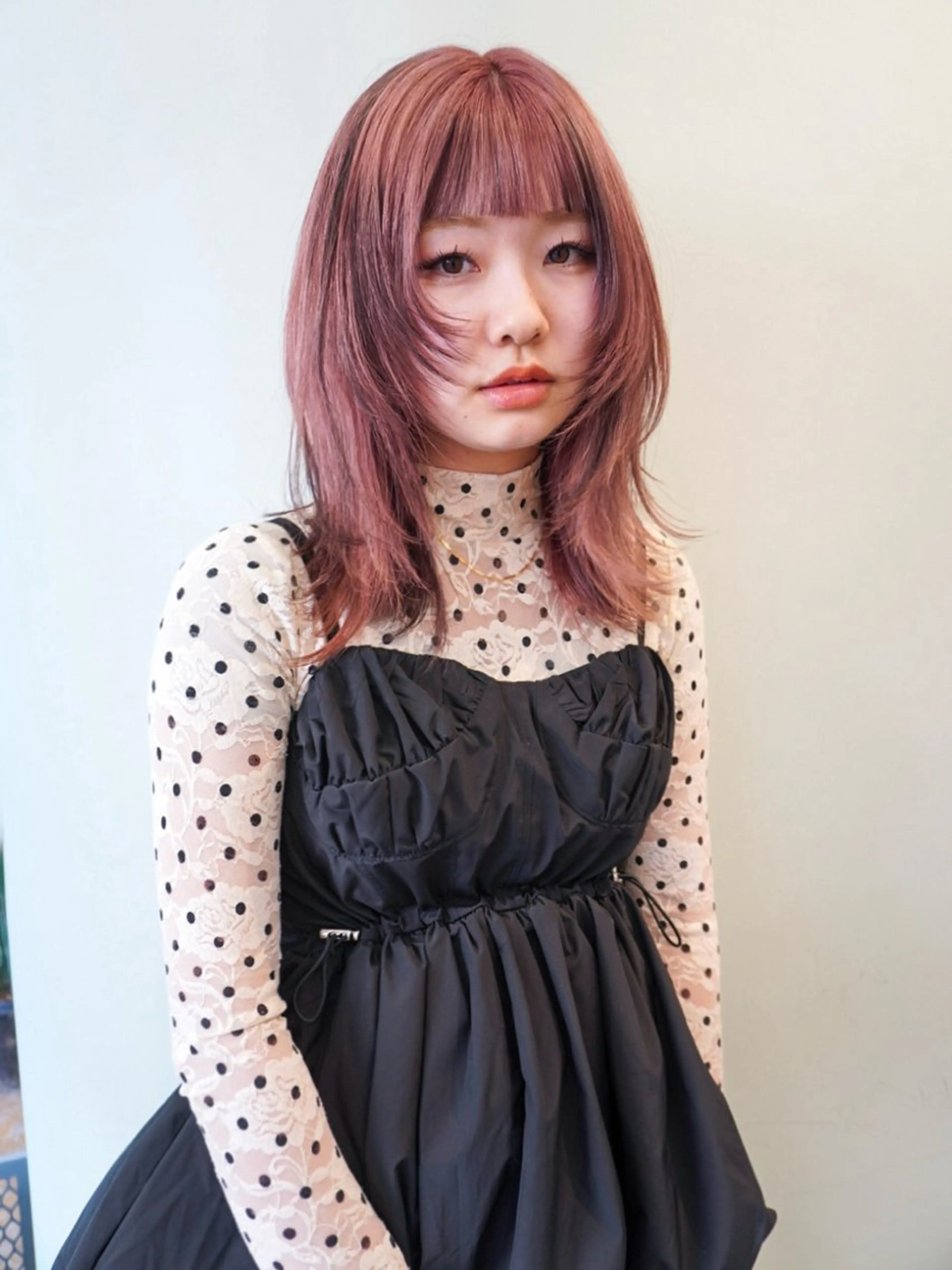 ミディアム カラー ブリーチ デザインカラー ピンクカラー ヘアカラー 名古屋カラーモデル/ 暖色カラー/リカのヘアスタイル