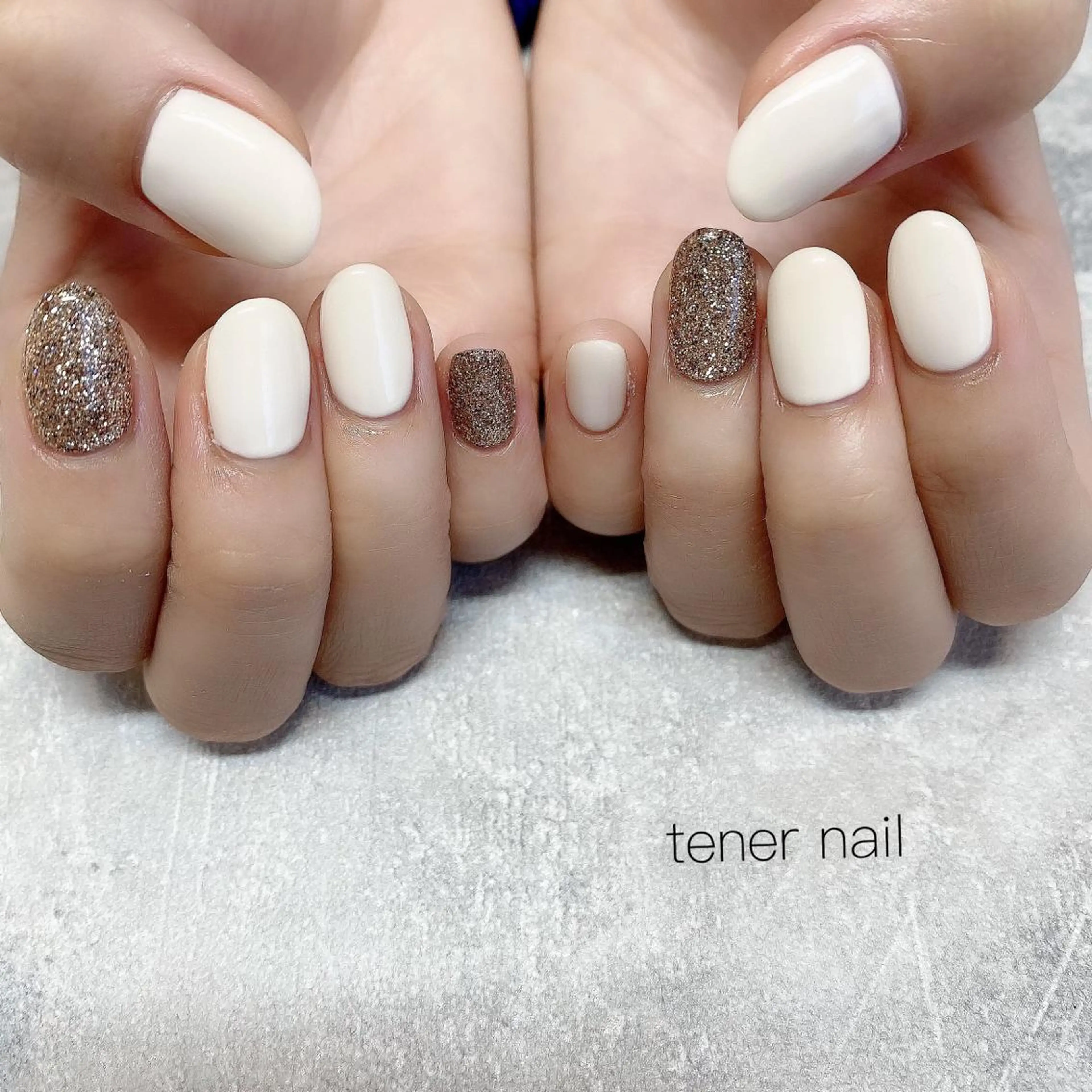 ネイル ラメ(グリッター) ホワイト テネルネイル tener nailのネイルデザイン