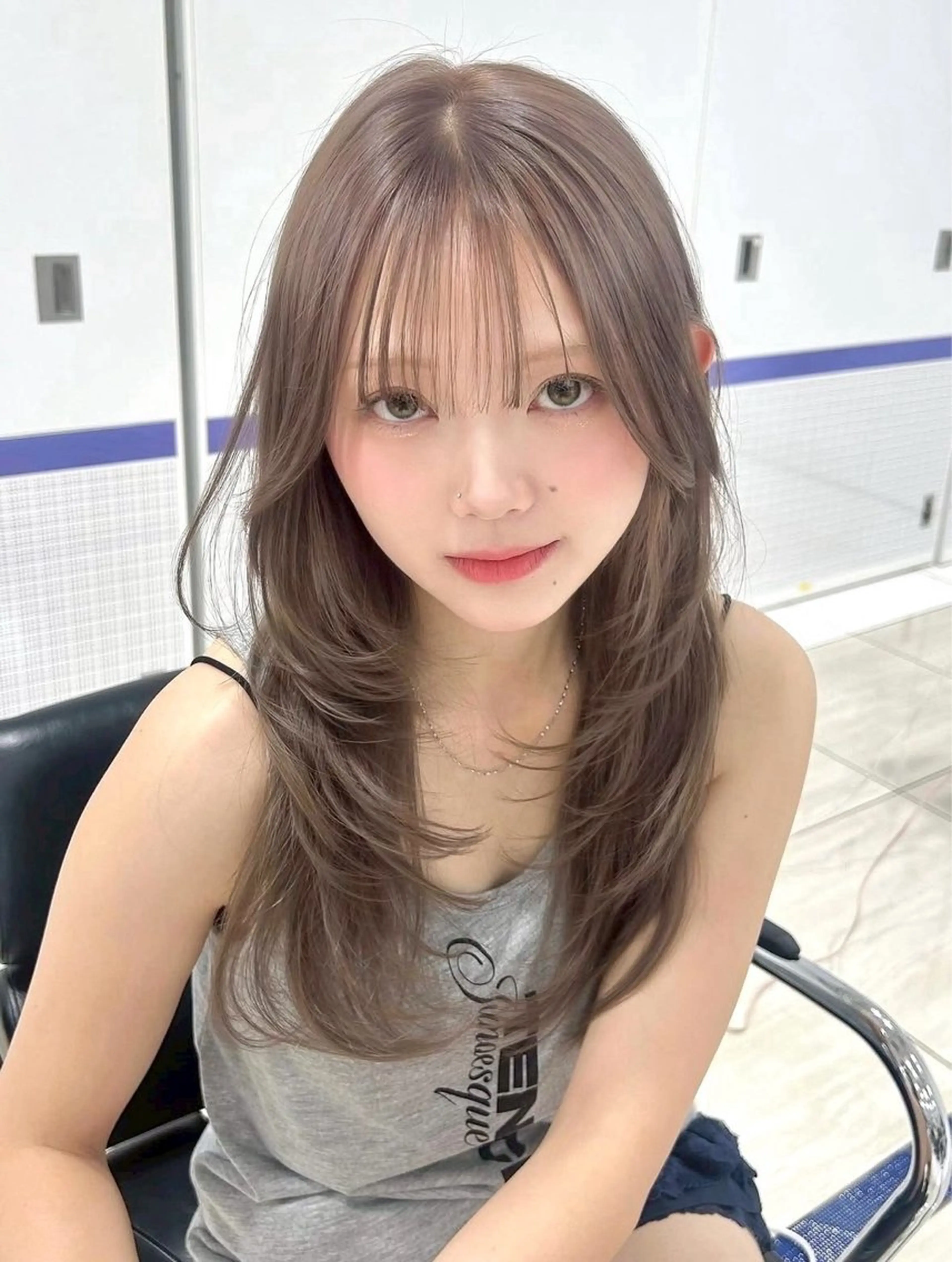 セミロング カラー 🫧ミルクティー ブリーチRIKU🫧のヘアスタイル