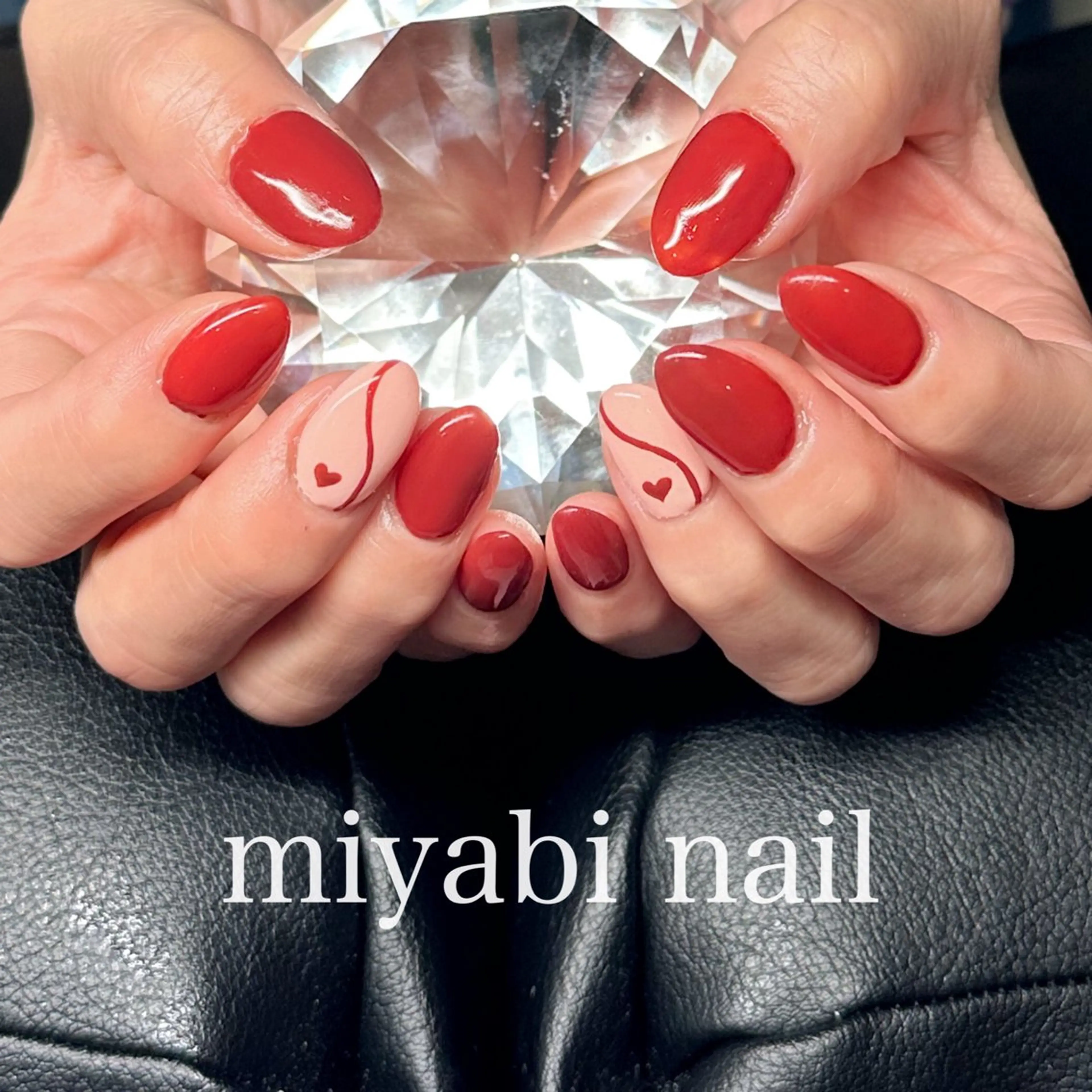 ネイル アートネイル ブラウン ジェルネイル ハート 持ち込み ハンドネイル miyabi nail 桂川駅近くのネイルデザイン