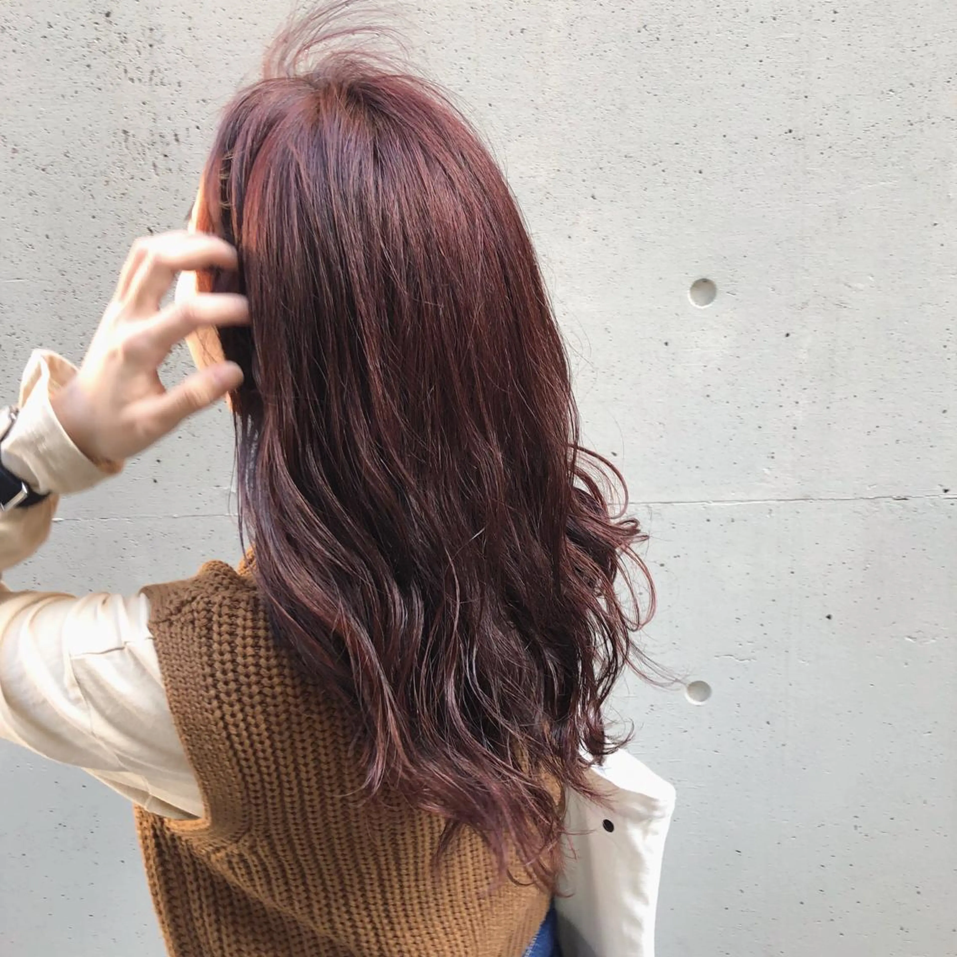 セミロング カラー レッドカラー カット ヘアカラー トリートメント 酸性縮毛矯正🧴韓国 レイヤー/髪質改善のヘアスタイル