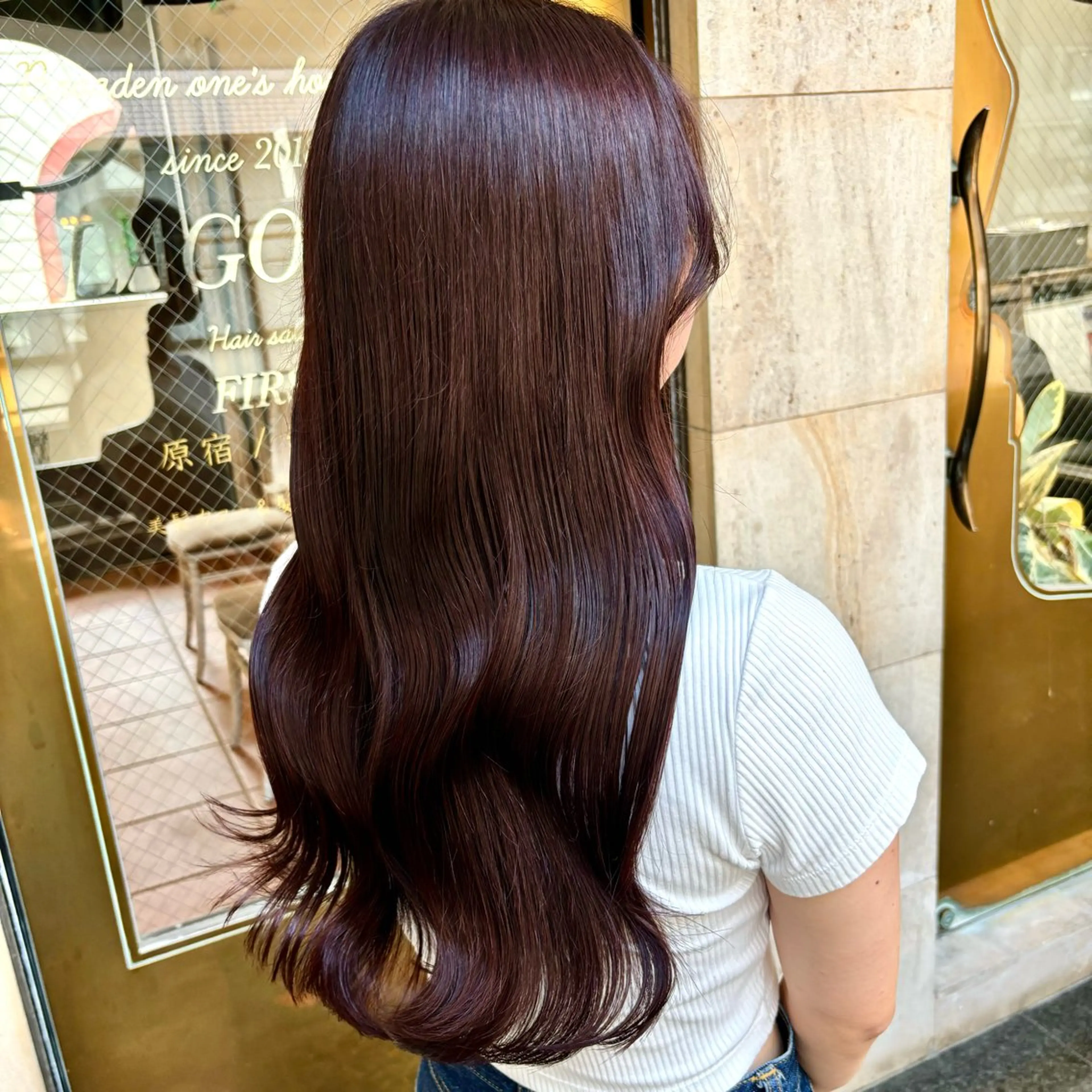 ロング カラー レッドカラー カット ヘアカラー トリートメント ブリーチなし✨艶髪 カラー𓃲YAGIのヘアスタイル