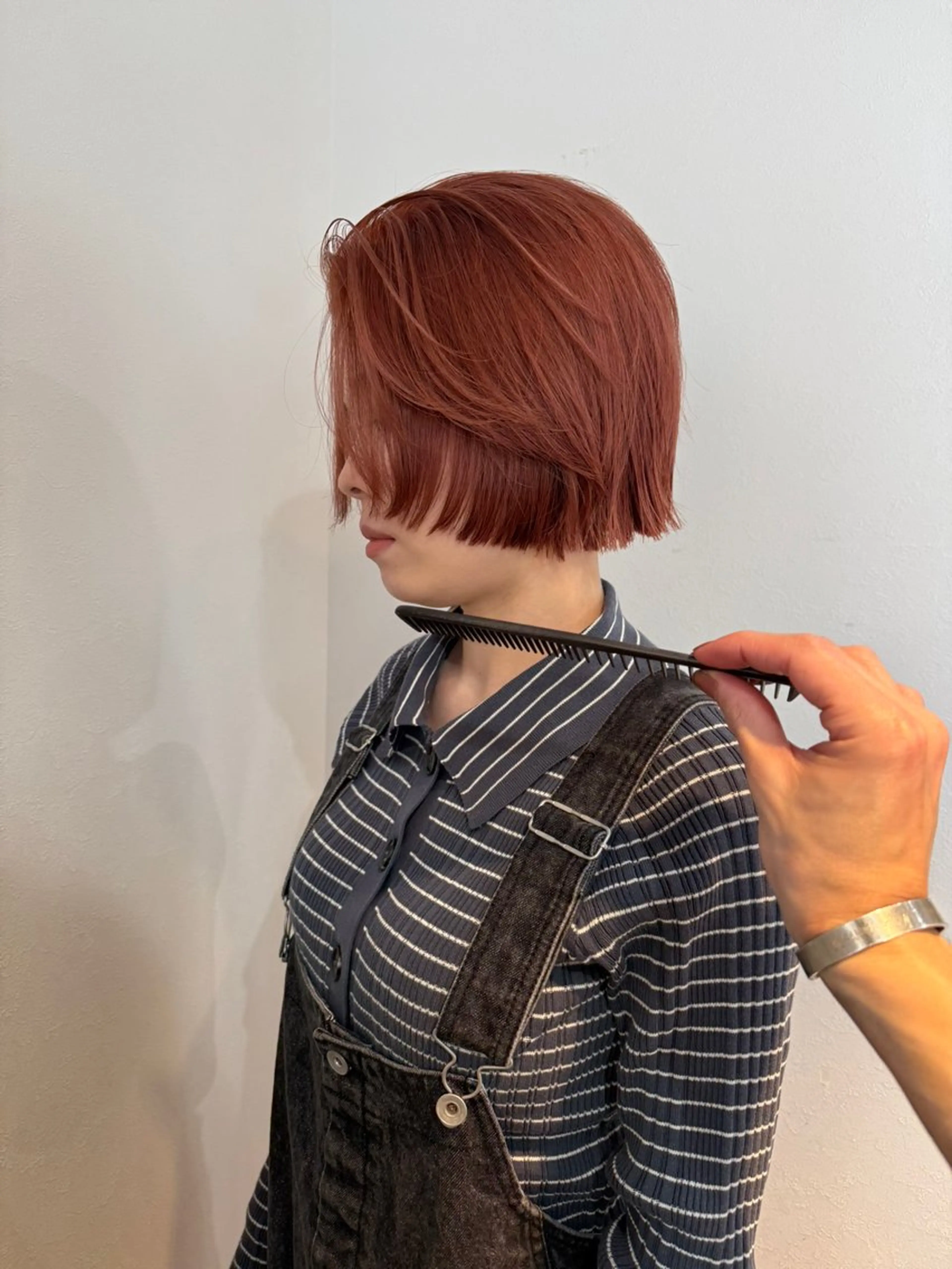 ショート カラー ブリーチ オレンジ ピンクカラー カット ヘアカラー 高田 翔平のヘアスタイル