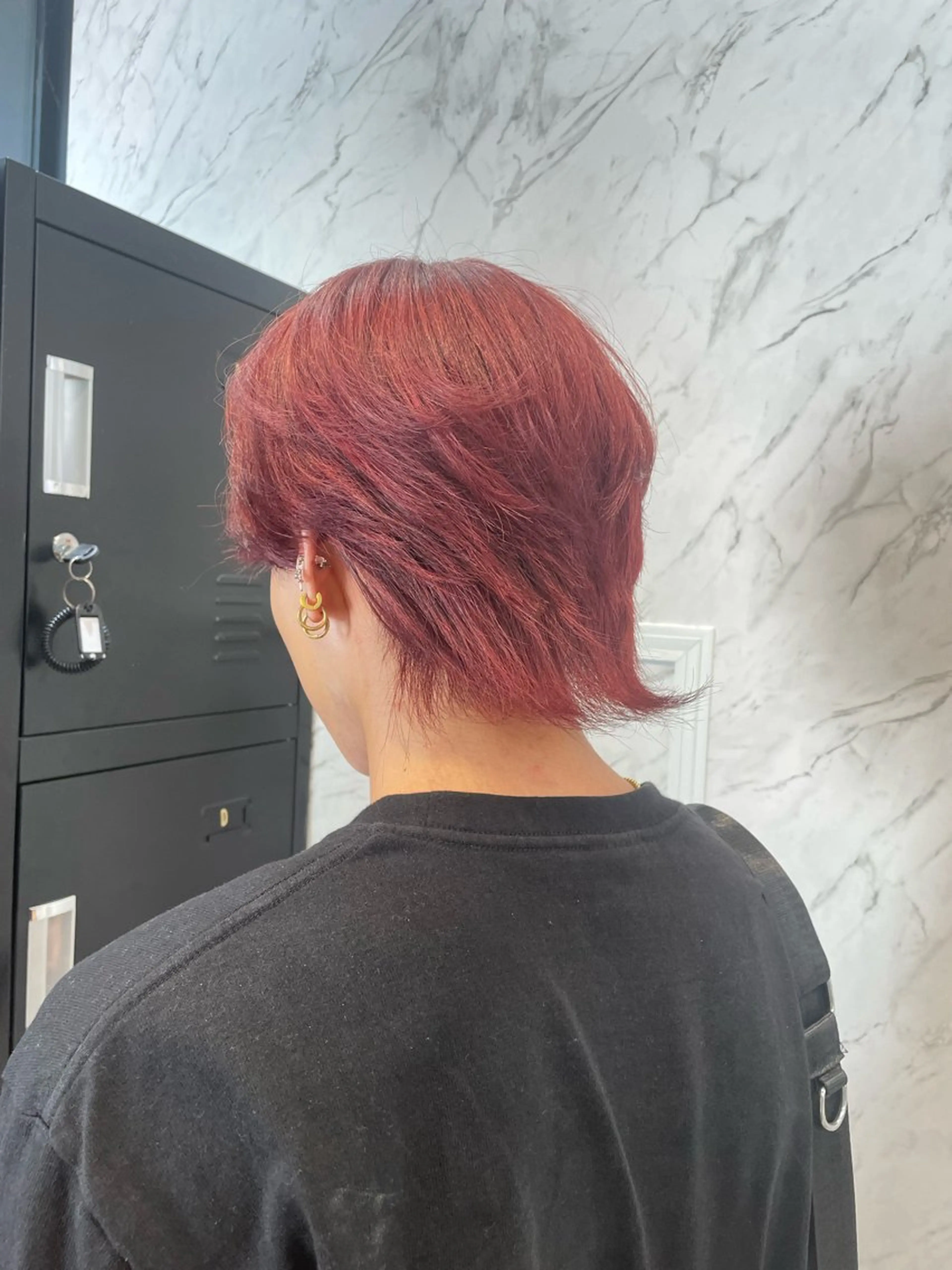 ショート カラー レッドカラー 韓国ヘア🎀 /♡𝓝𝓸𝓪♡のヘアスタイル