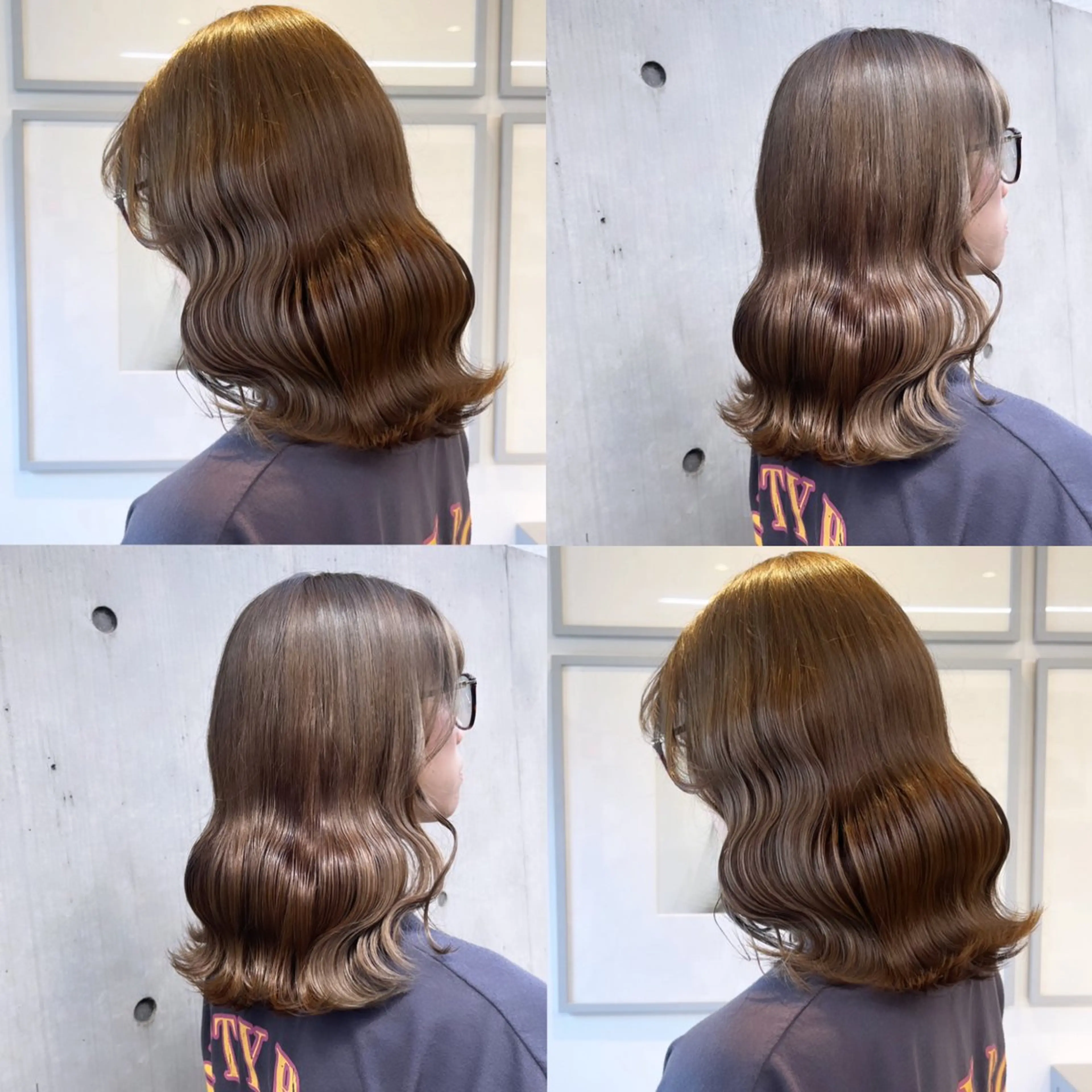 ミディアム カラー ブラウンカラー 透明感カラー ダブルカラー グレージュ ミルクティーブラウン カット ヘアカラー トリートメント ヘッドスパ ヘアセット カジュアルを女っぽく 𝗮𝘆𝗮𝗰𝗼のヘアスタイル