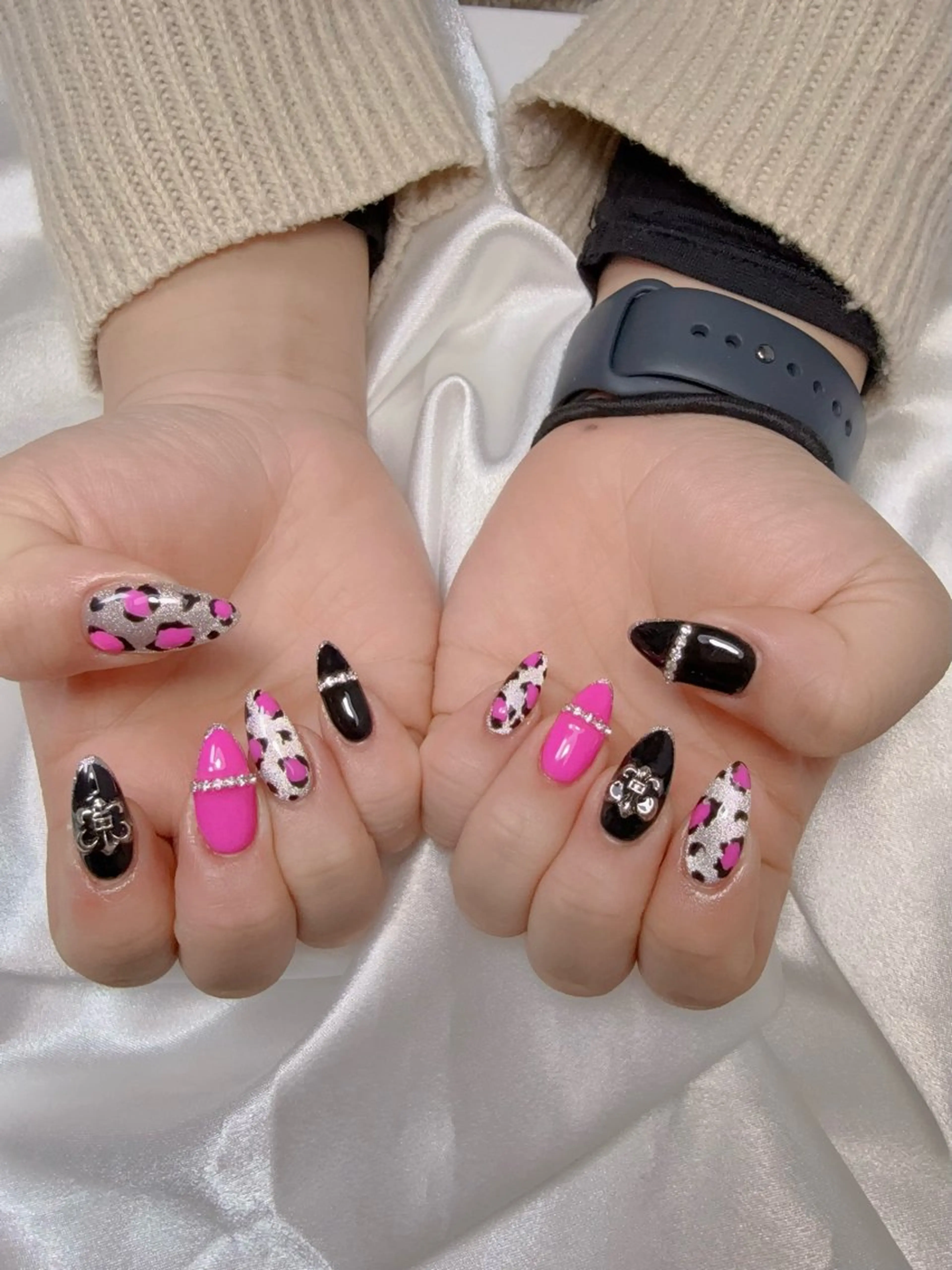 ネイル 長さ出し フレンチネイル 韓国ネイル レース マグネットネイル ハンドネイル yuna ユナのネイルデザイン