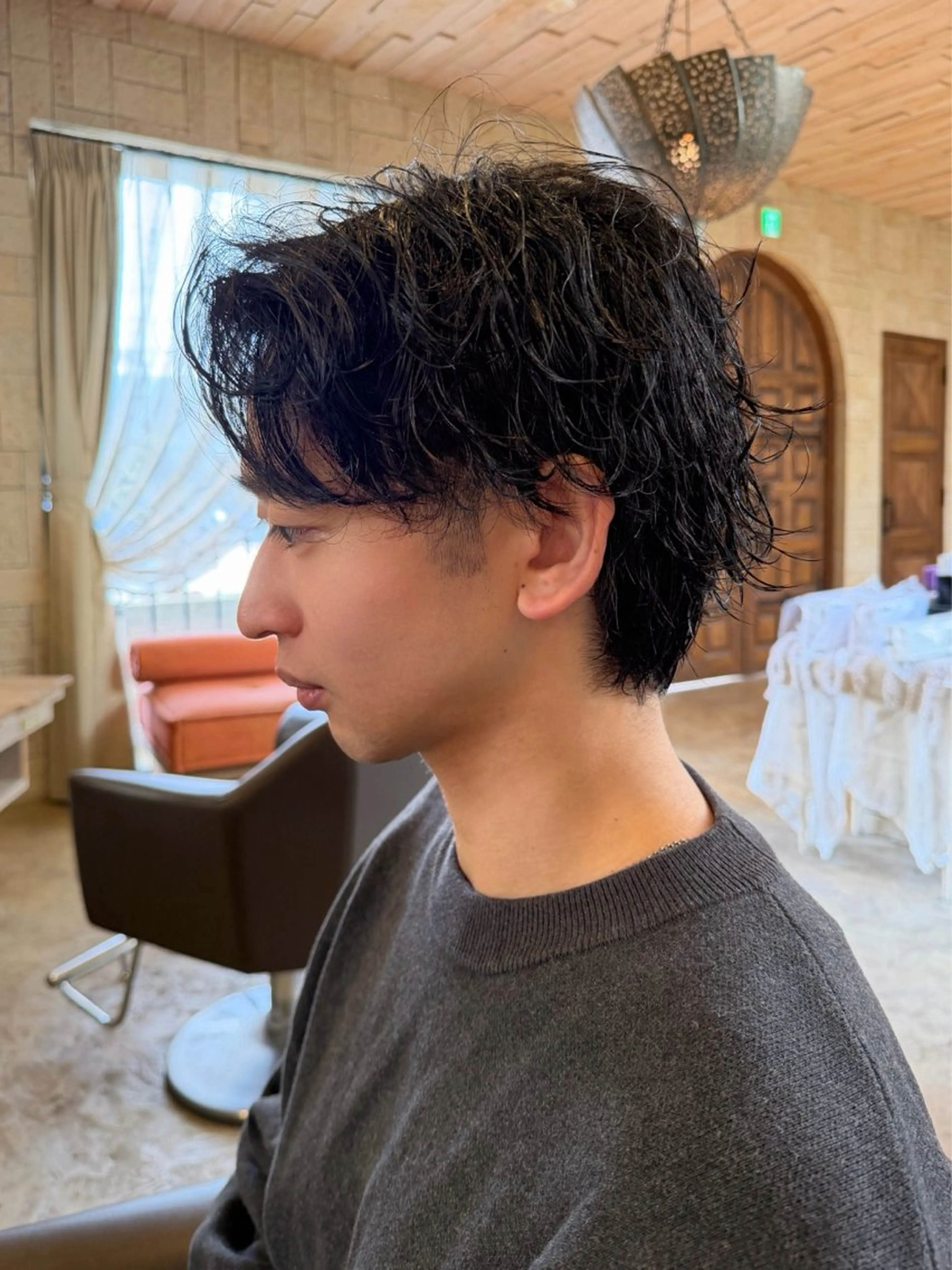 パーマ メンズ フェザーパーマ メンズパーマ 波巻きパーマ 艶カラー/メンズ パーマ/伊藤愛麻のヘアスタイル