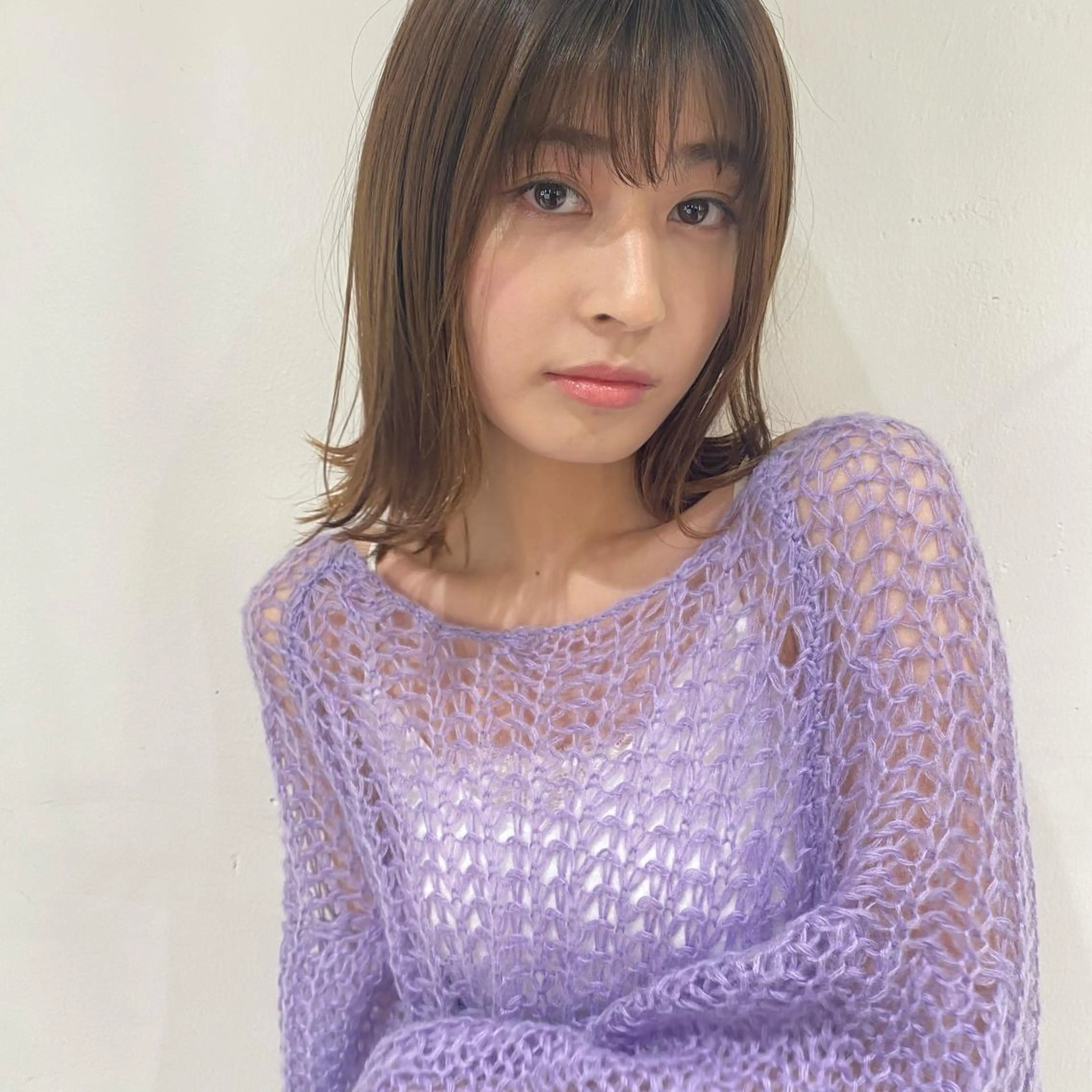 ミディアム カラー パーマ カット 縮毛矯正 ヒラノホナミ 🫧透ける艶髪🫧のヘアスタイル