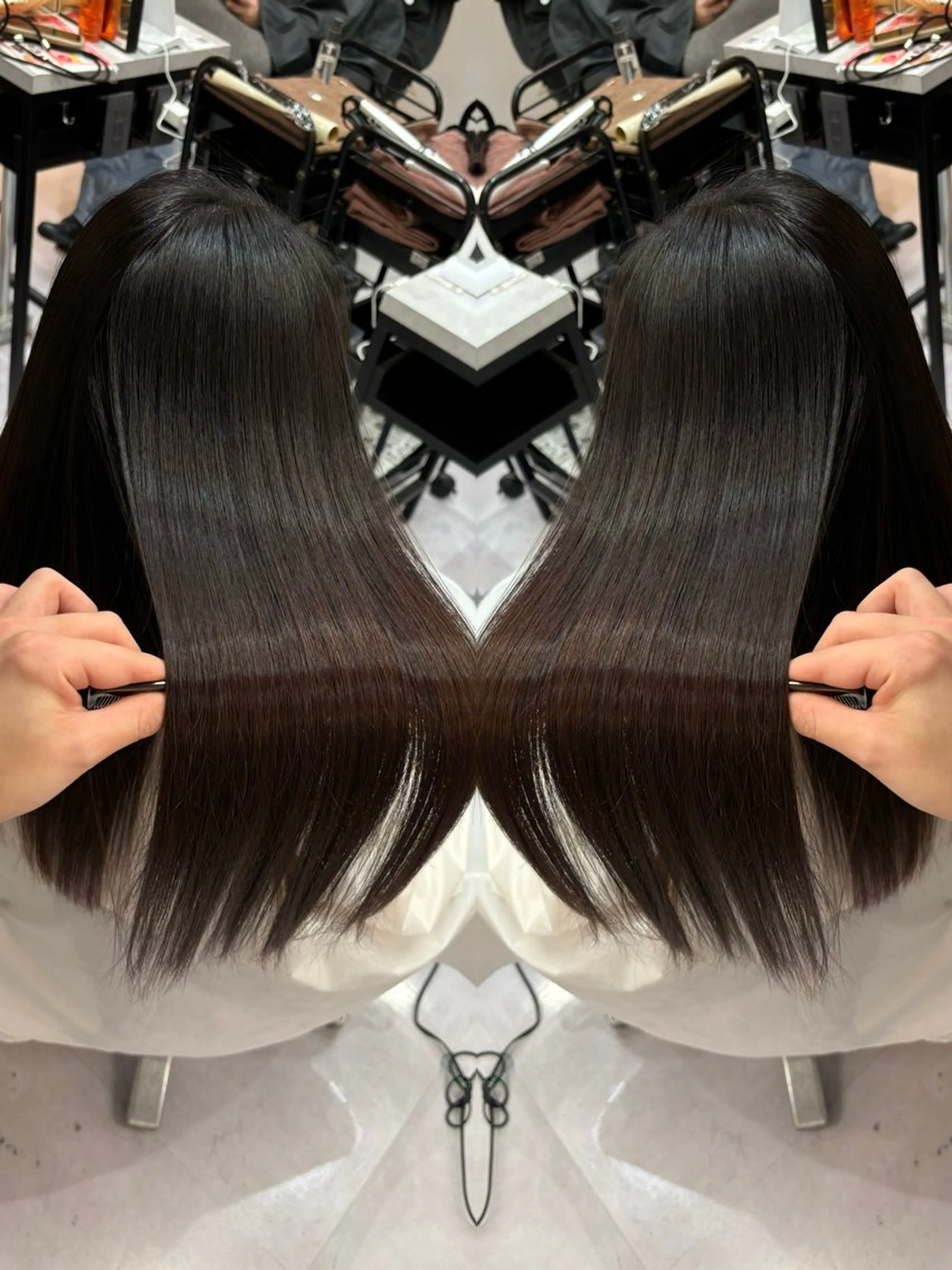 ロング カラー 縮毛矯正 トリートメント 🩵レイヤー✖︎ 髪質改善🩵リョウヤのヘアスタイル