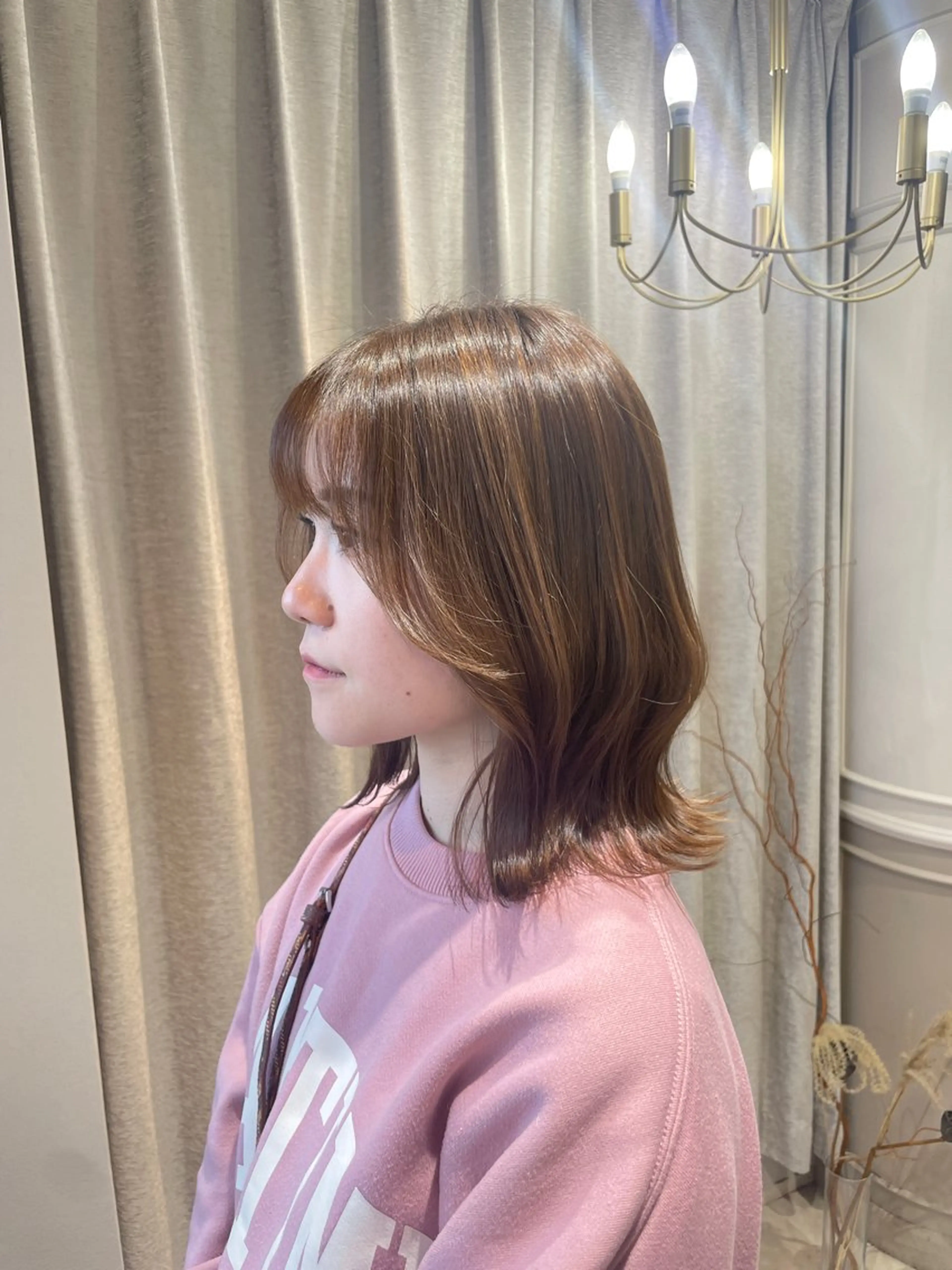 ミディアム カラー おくれ毛 カット ヘアカラー トリートメント HARUKA韓国ヘア /Luana梅田のヘアスタイル