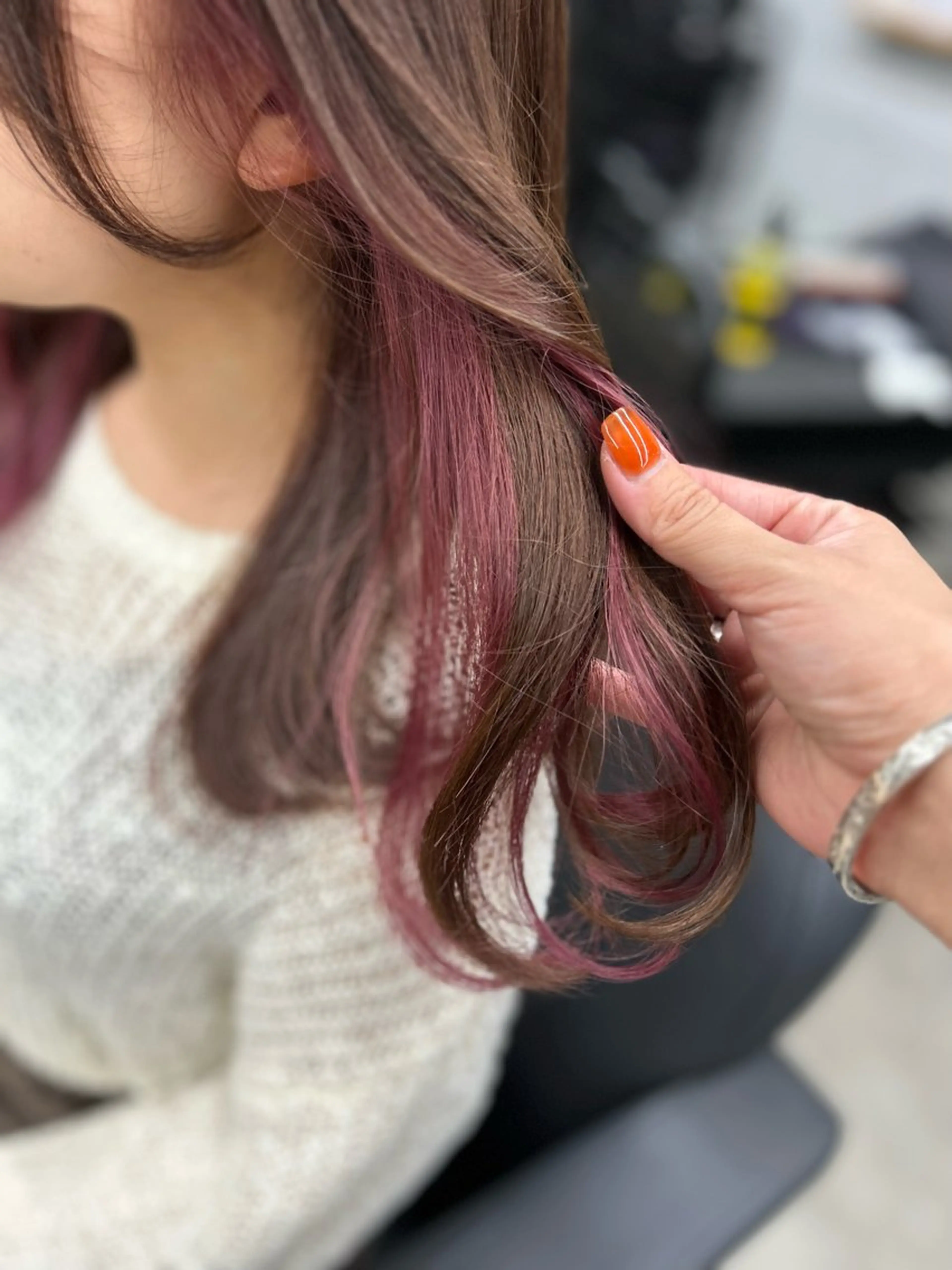 セミロング カラー イヤリングカラー N/デザインカラー 🌿ナギのヘアスタイル