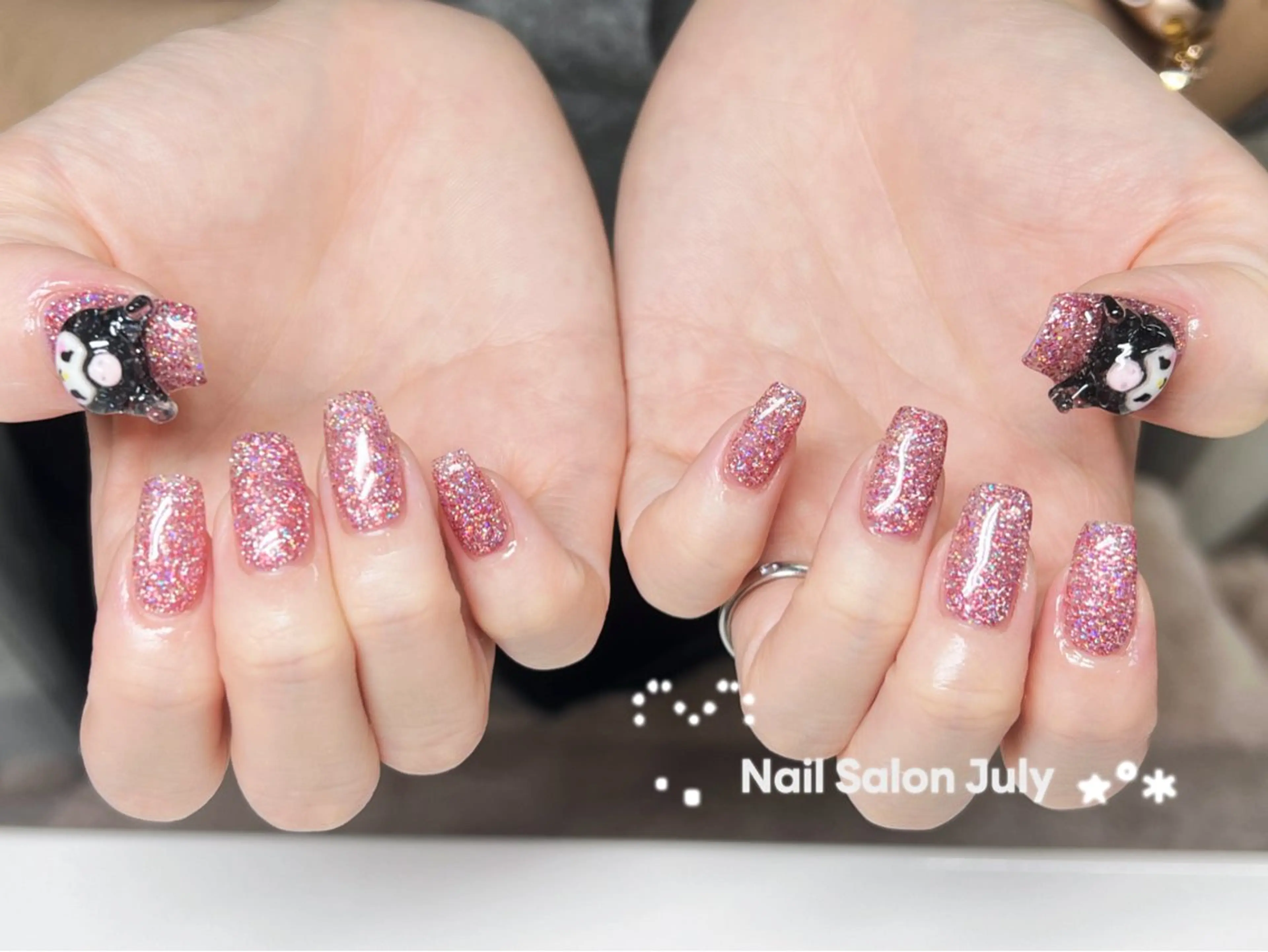 ネイル アートネイル オーロラネイル ジェルネイル ガーリー キラキラネイル ハンドネイル July モモのネイルデザイン