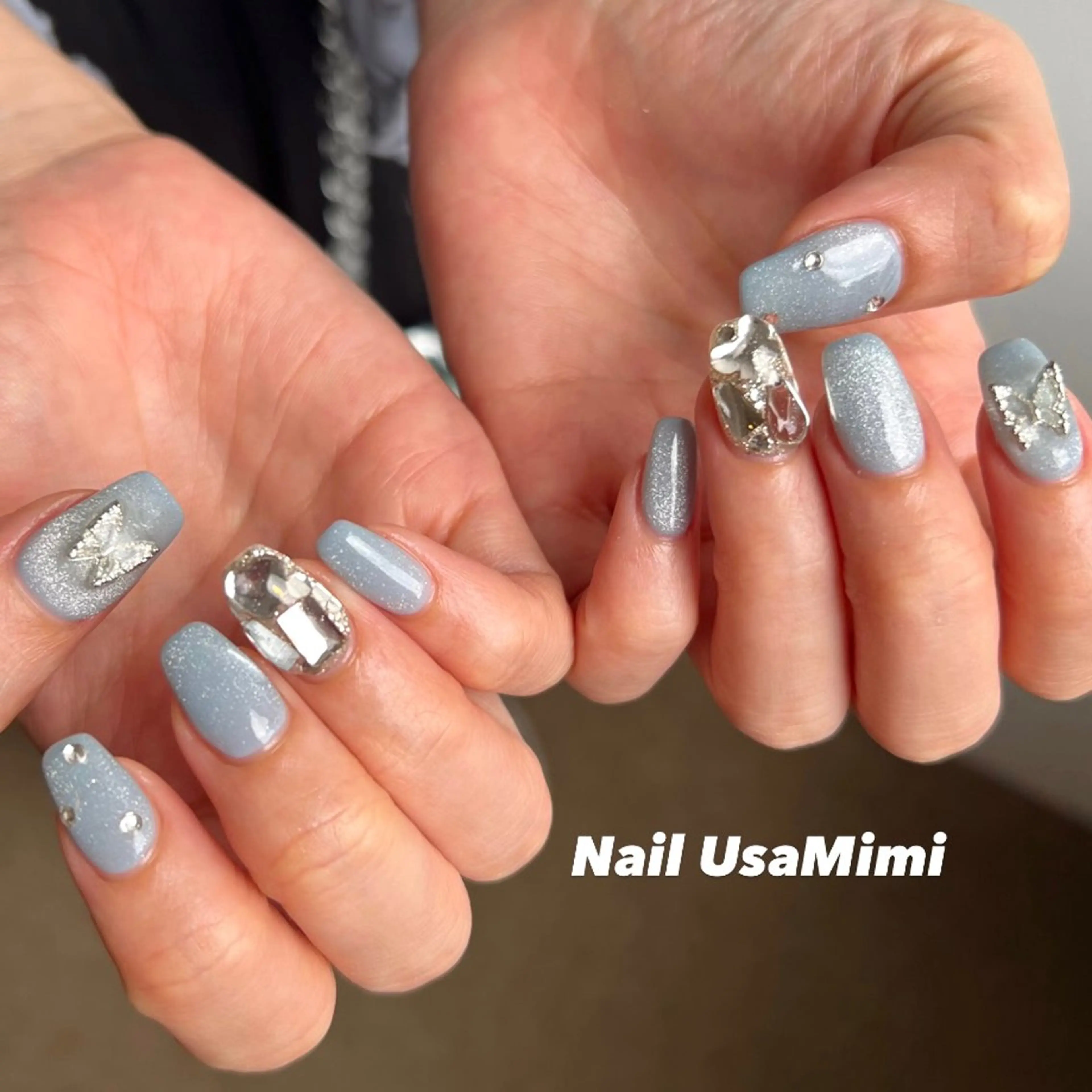 ネイル オーロラネイル フットネイル ジェルネイル 氷ネイル・うるうるネイル キラキラネイル 本町ネイルNail UsaMimiのネイルデザイン