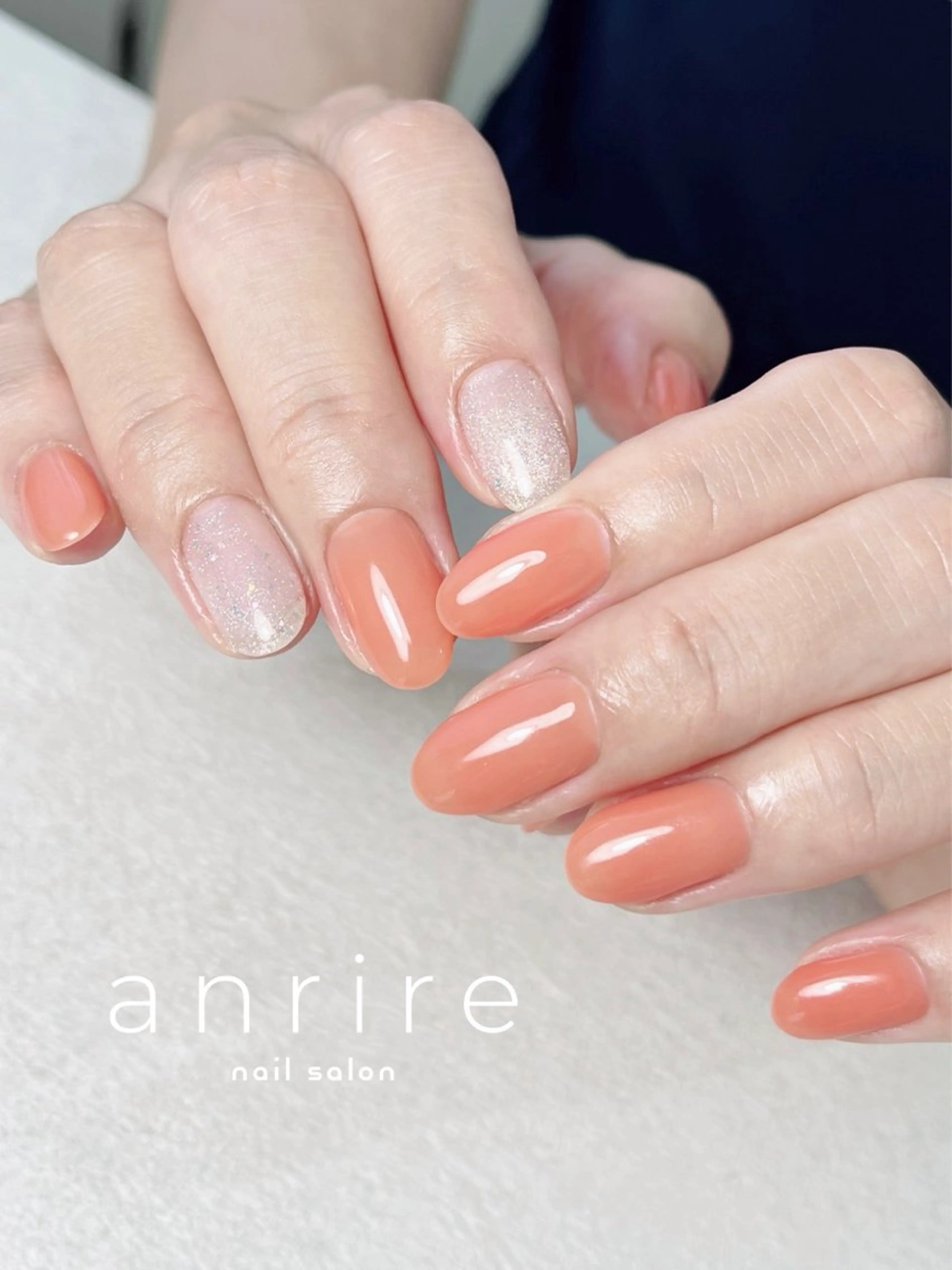 ネイル ジェルネイル マグネットネイル ワンカラーネイル オレンジ パラジェル ハンドネイル nailsalon anrireのネイルデザイン