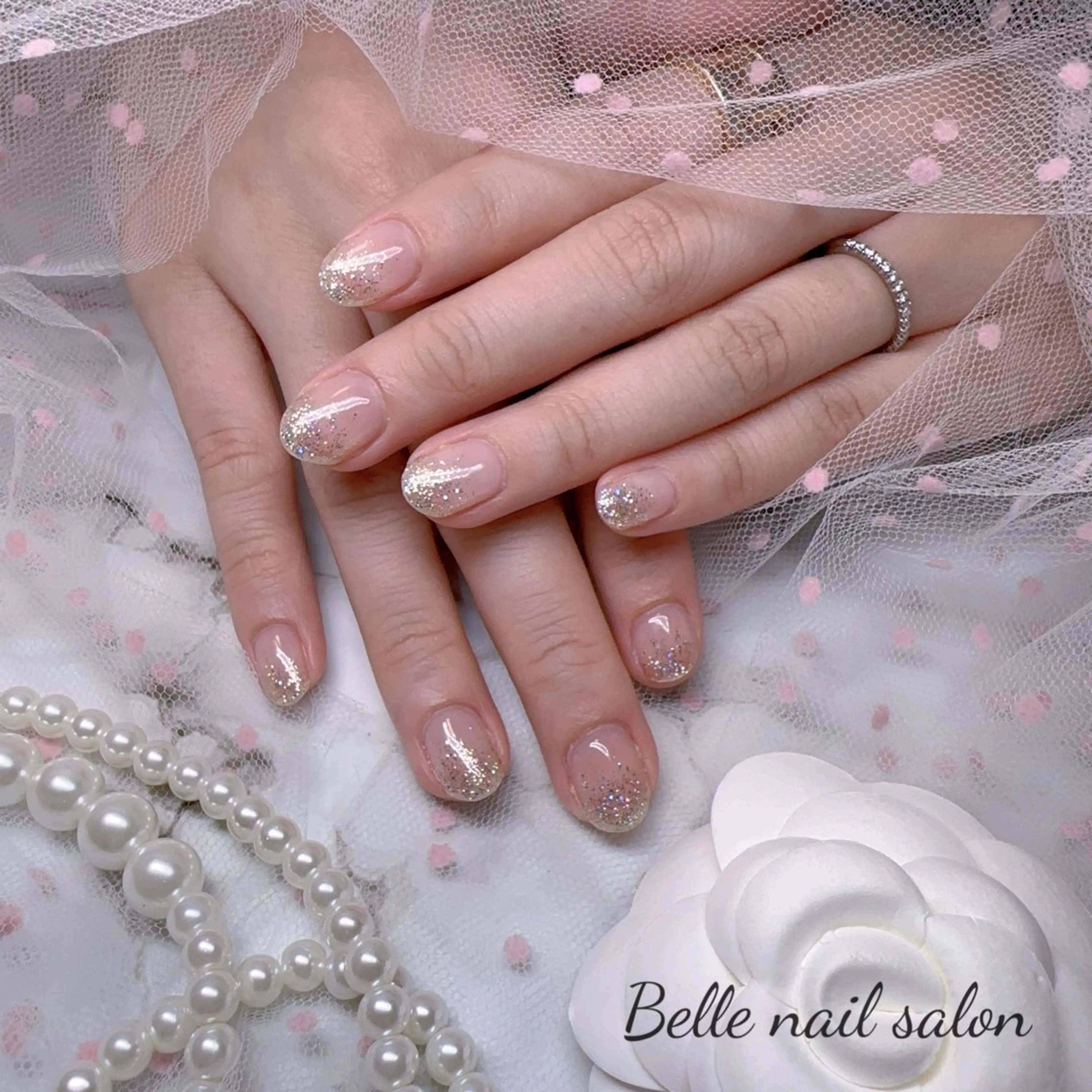 ネイル オーロラネイル フットネイル グラデーション 韓国ネイル ラメ(グリッター) Belle nail salon 新小岩のネイルデザイン