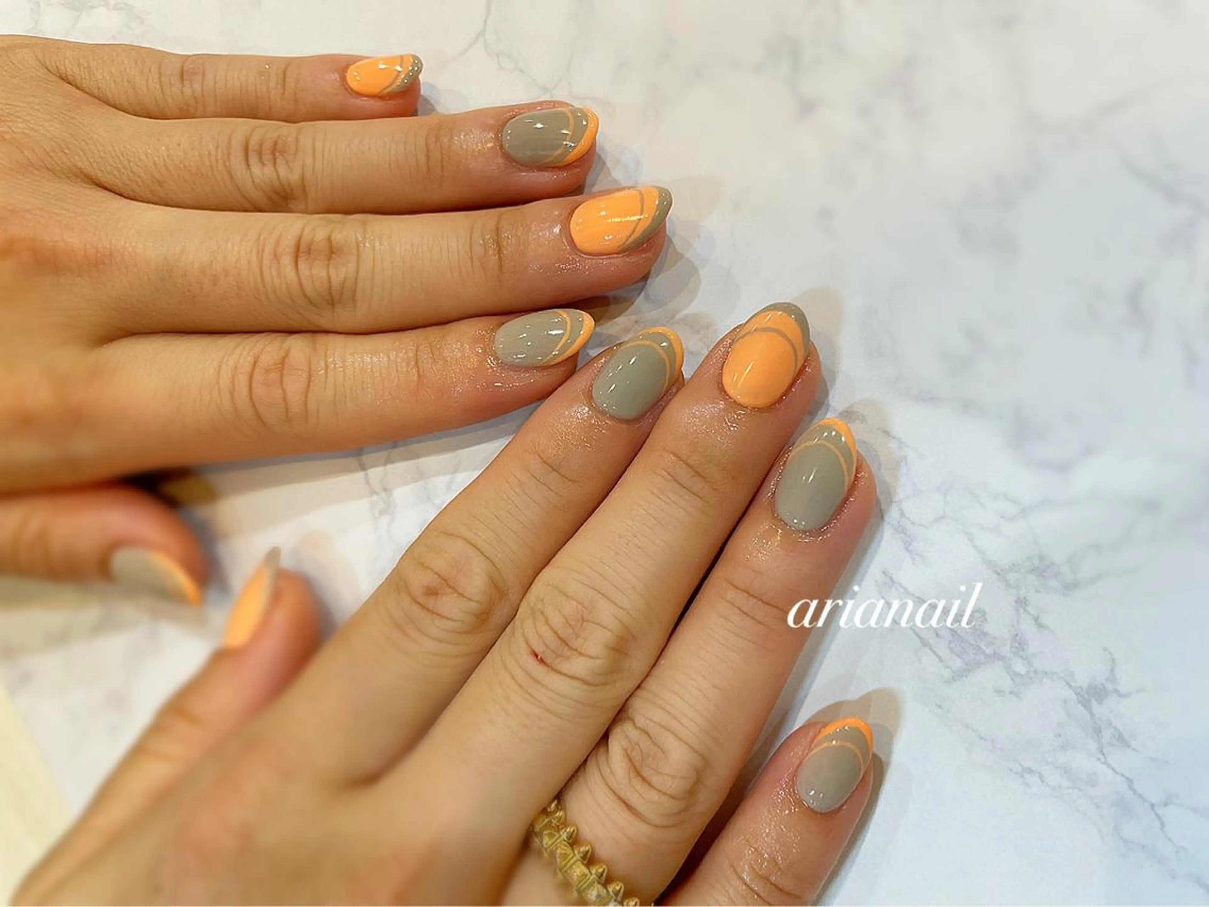 ネイル オレンジ パステルネイル sawasaki kotomiのネイルデザイン