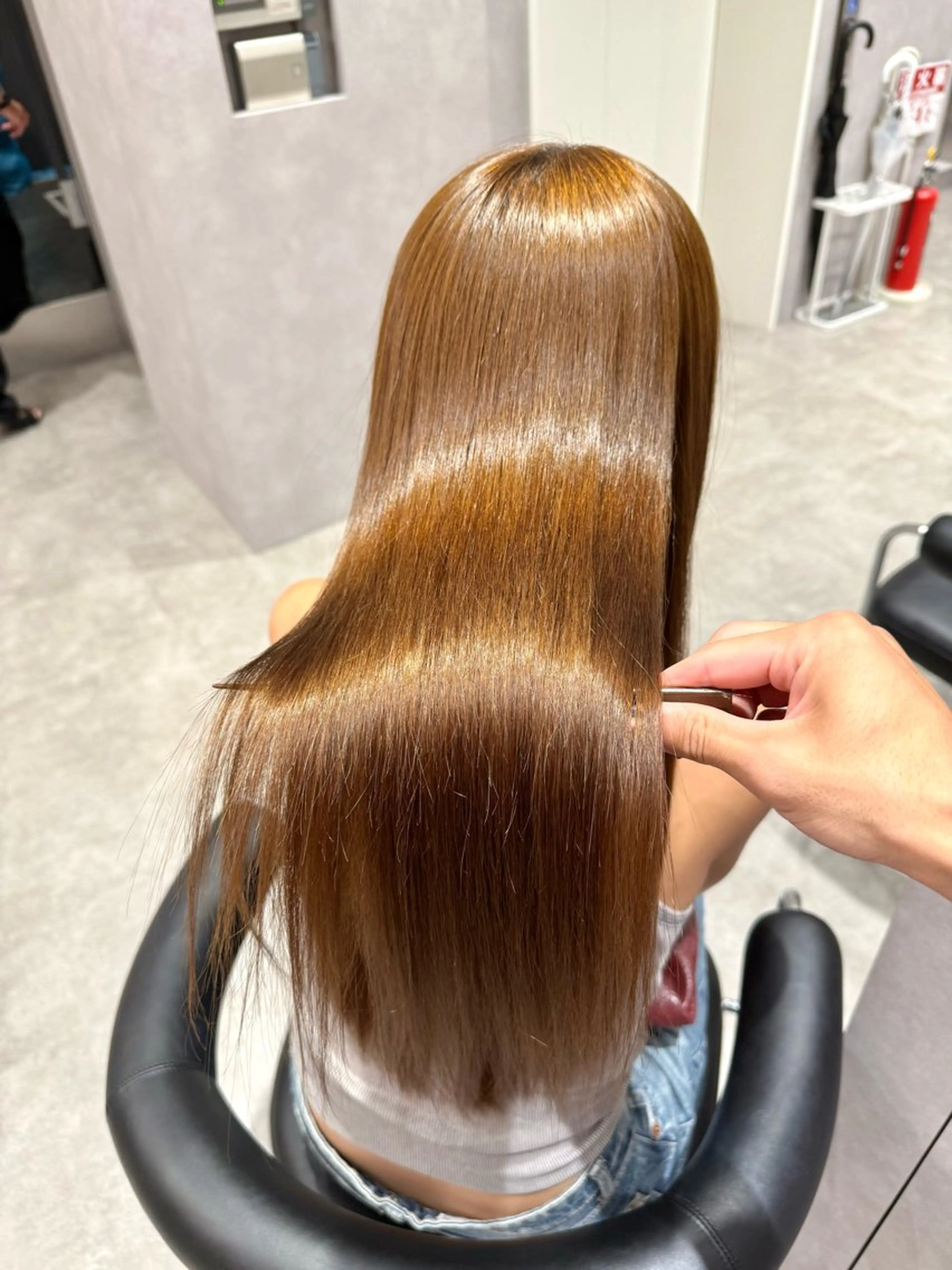 ロング カラー パーマ ヘアアレンジ 髪質改善 縮毛矯正 トリートメント ストレートパーマ カット トリートメント ヘアセット 縮毛矯正/髪質改善/ ブリーチ毛/木元渓太のヘアスタイル