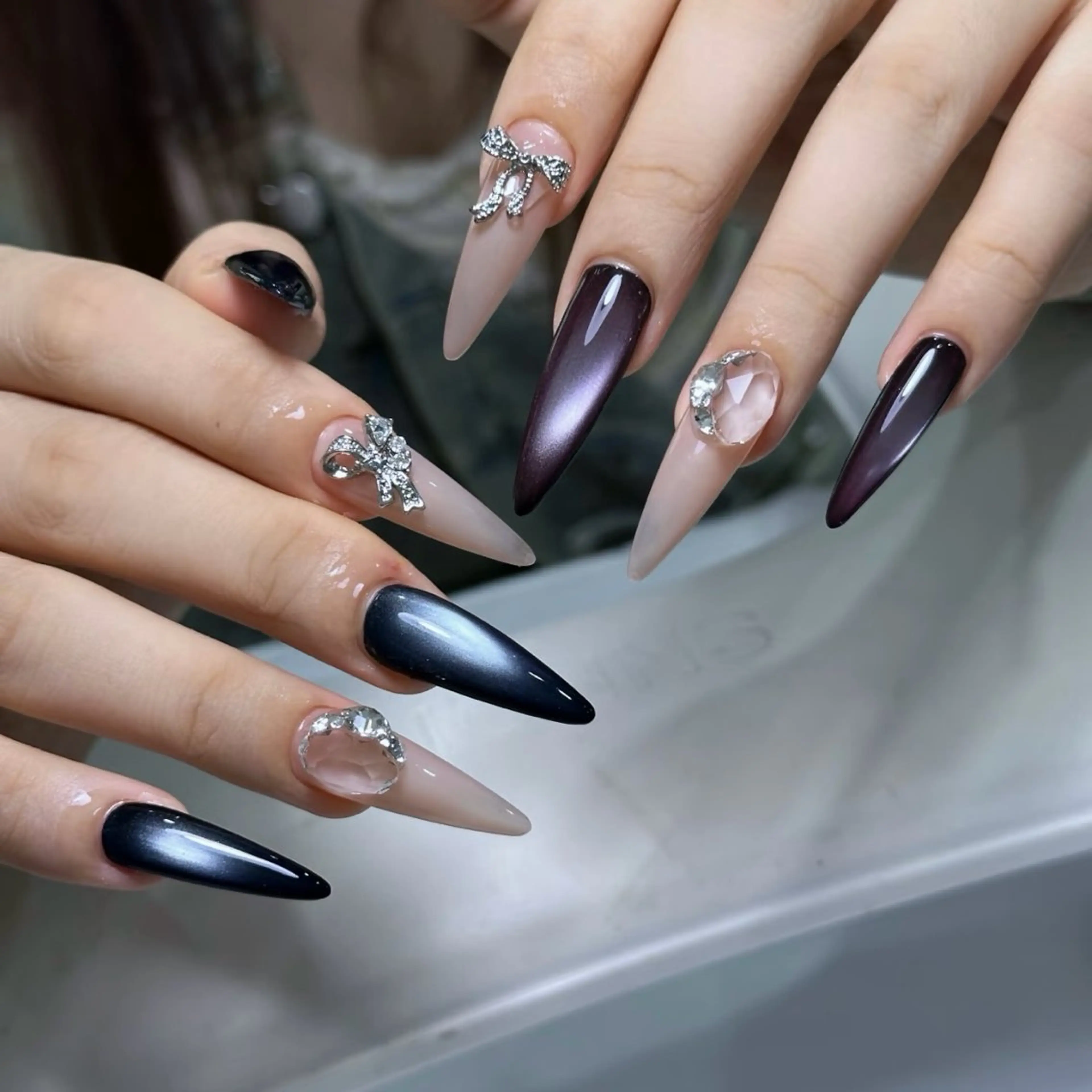 ネイル オーロラネイル チークネイル 長さ出し フットネイル フレンチネイル ハンドネイル J&C Nail Salon吉祥寺所属・Yu Ki ネイルのネイルデザイン