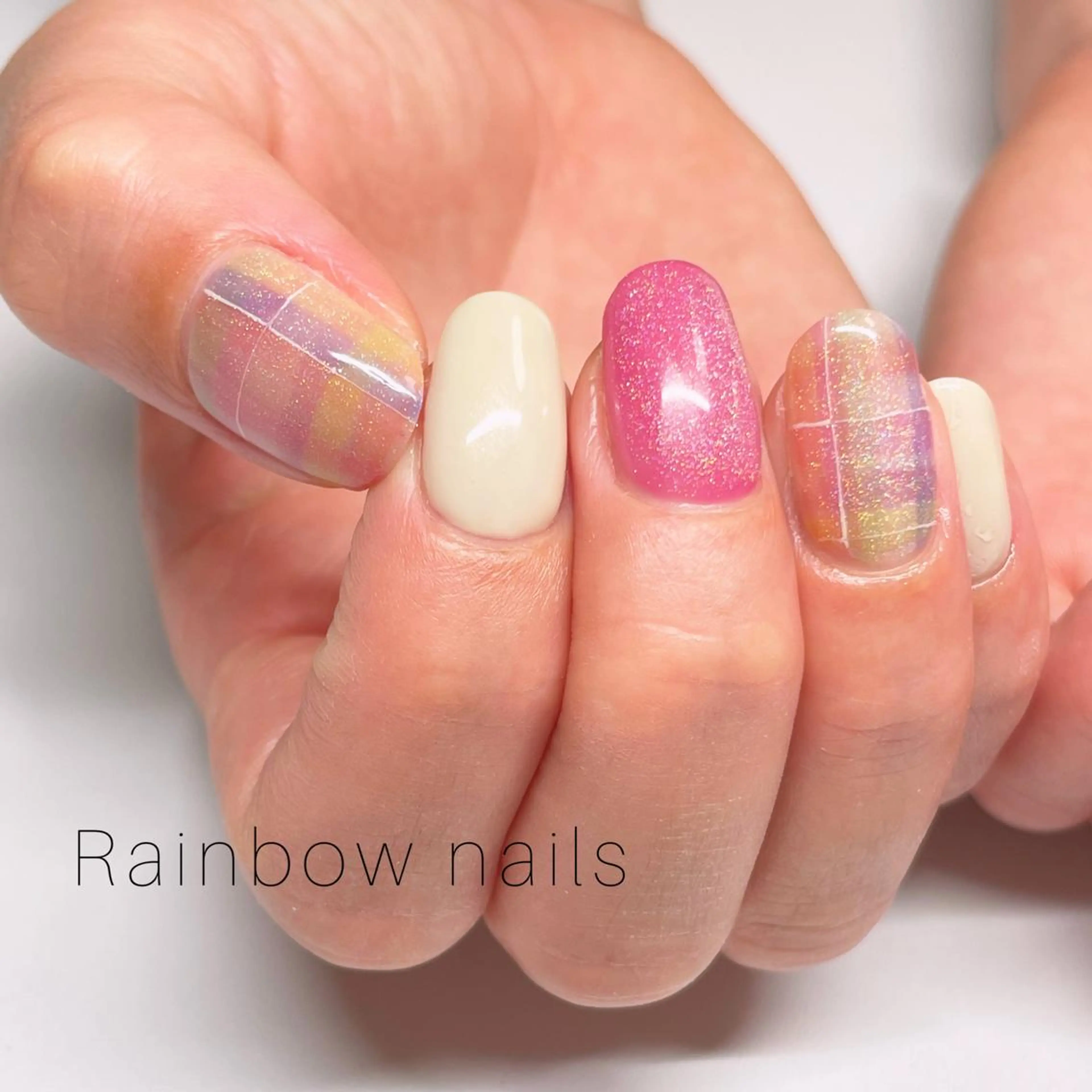 ネイル Rainbow nailsくろちゃんのネイルデザイン
