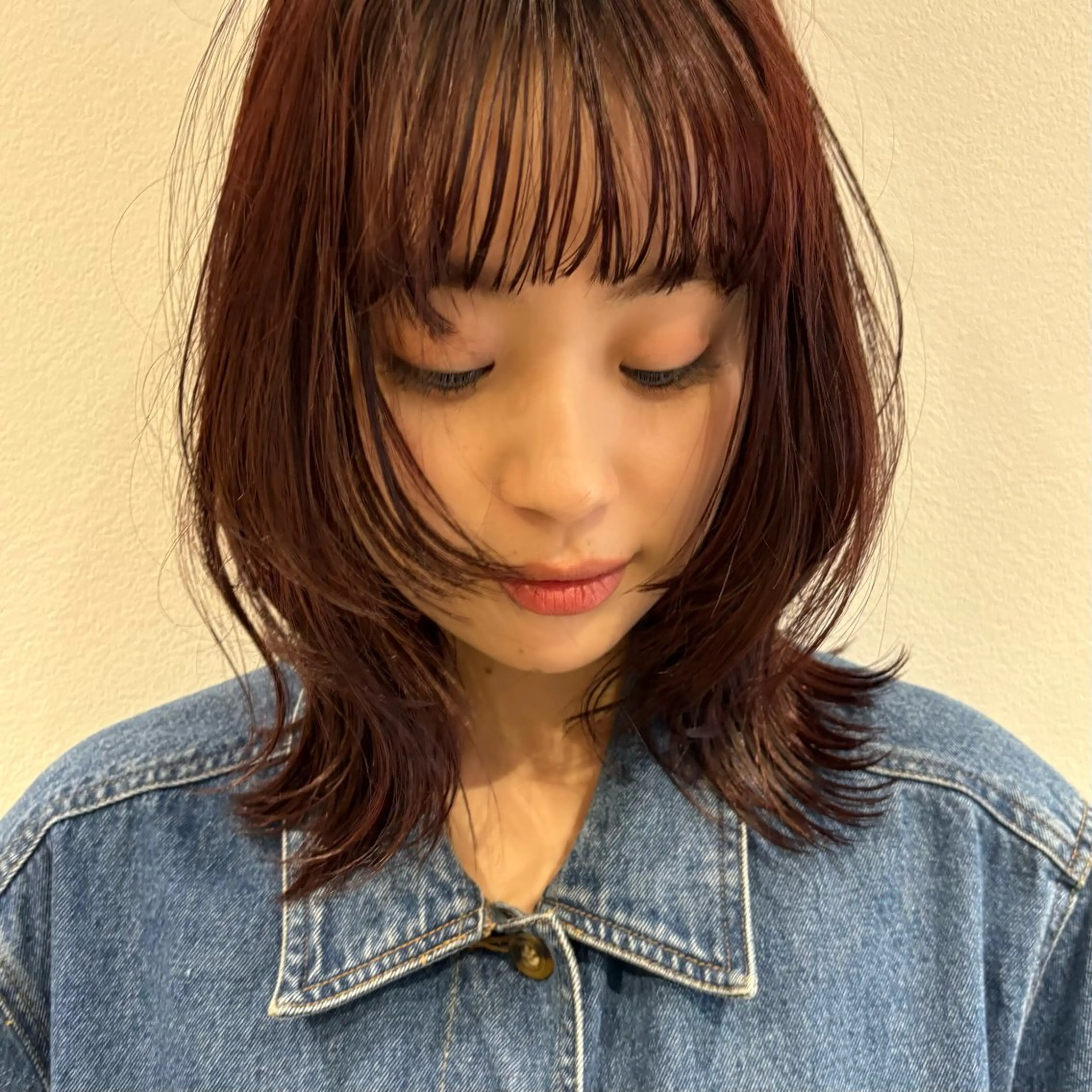 ミディアム カラー カット ヘアカラー トリートメント 🍊暖色×顔周り 🍊cocoroのヘアスタイル
