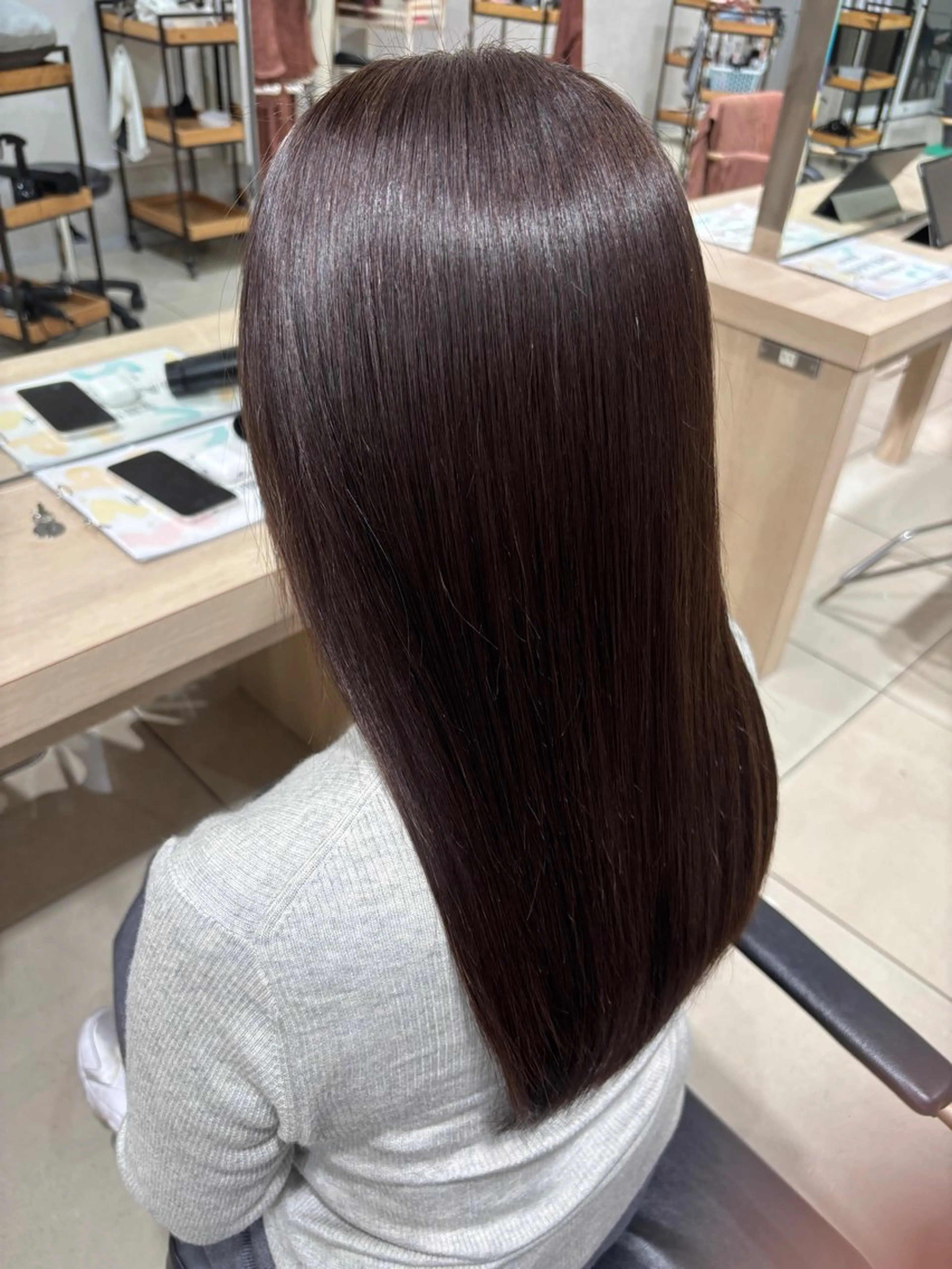 ロング カラー アッシュ アッシュブラウン ブラウンカラー 髪質改善 🍒カラー/縮毛🍒 こばるのヘアスタイル