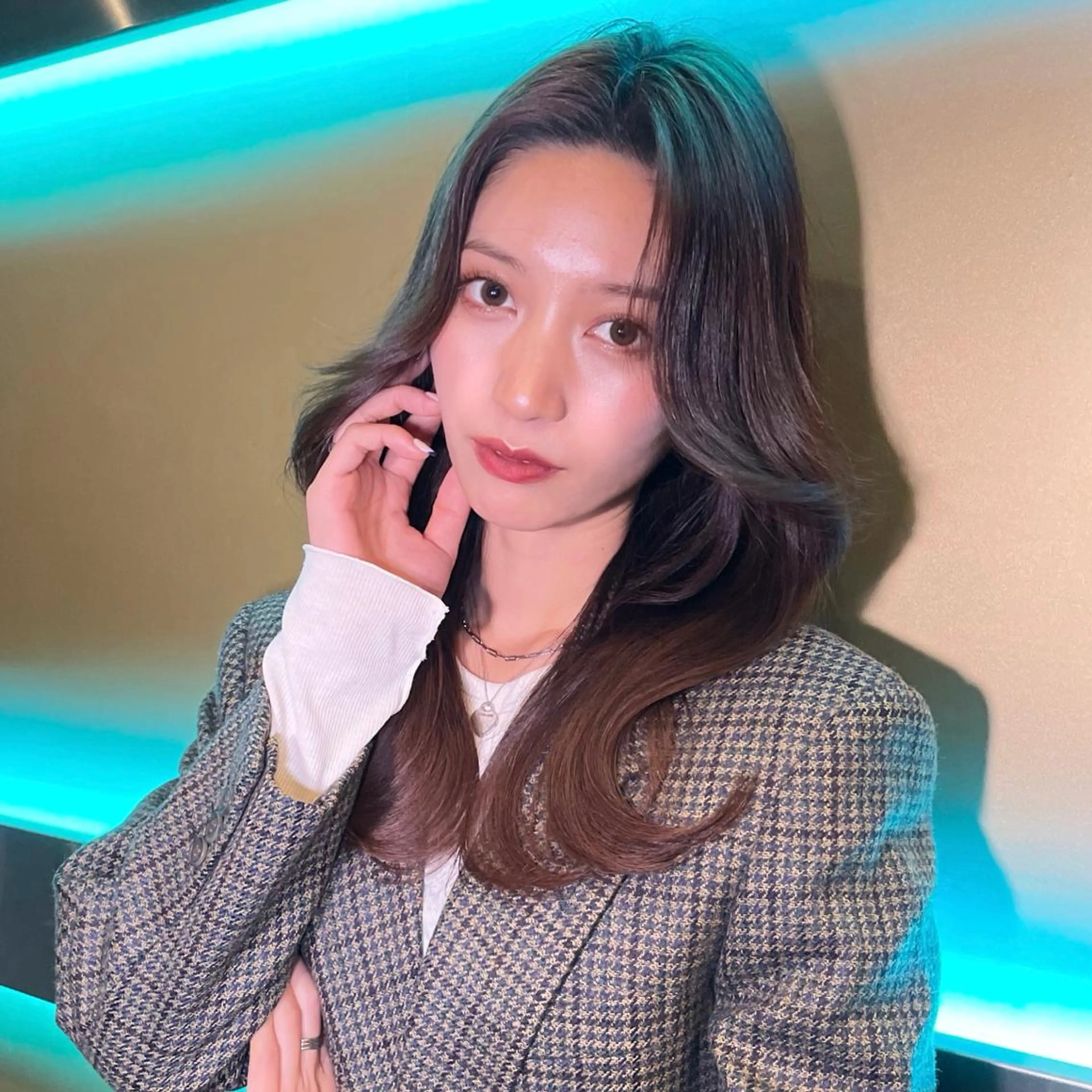 ロング カラー くびれヘア エギョモリ 顔まわりレイヤー 顔周りカット ヨシンモリ カット ヘアカラー 🦋韓国系指名No1 店長/圓山 祐也🦋のヘアスタイル