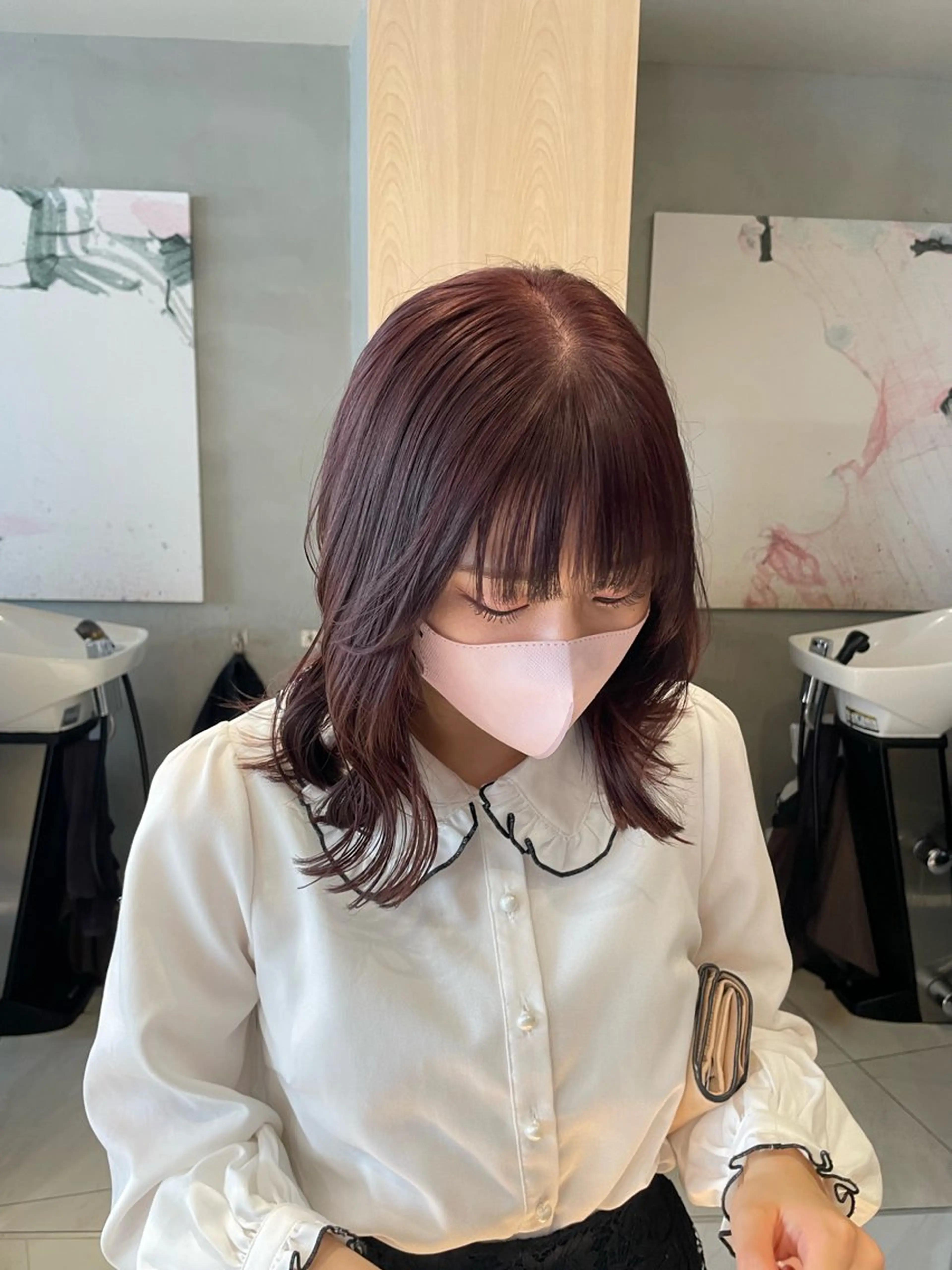 ミディアム カラー ヘアアレンジ ヘアカラー トリートメント ヘッドスパ ヘアセット 艶髪/レイヤーカット 🐣misakiのヘアスタイル