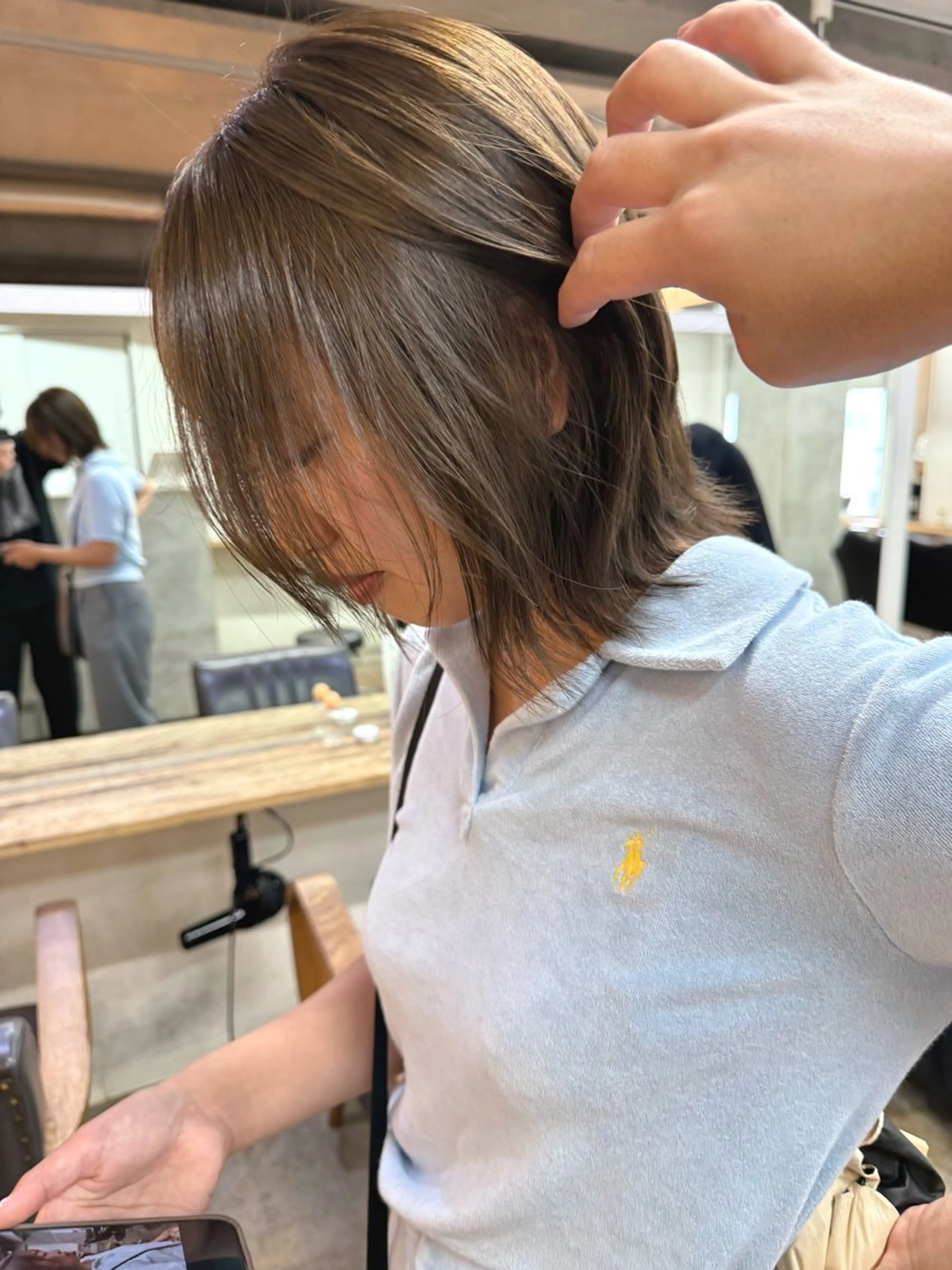 ショート カラー ボブレイヤー ベージュカラー オリーブベージュ ボブ レイヤーカット カット ヘアカラー トリートメント 森貴裕/ベージュ/ パーマ/オリーブのヘアスタイル