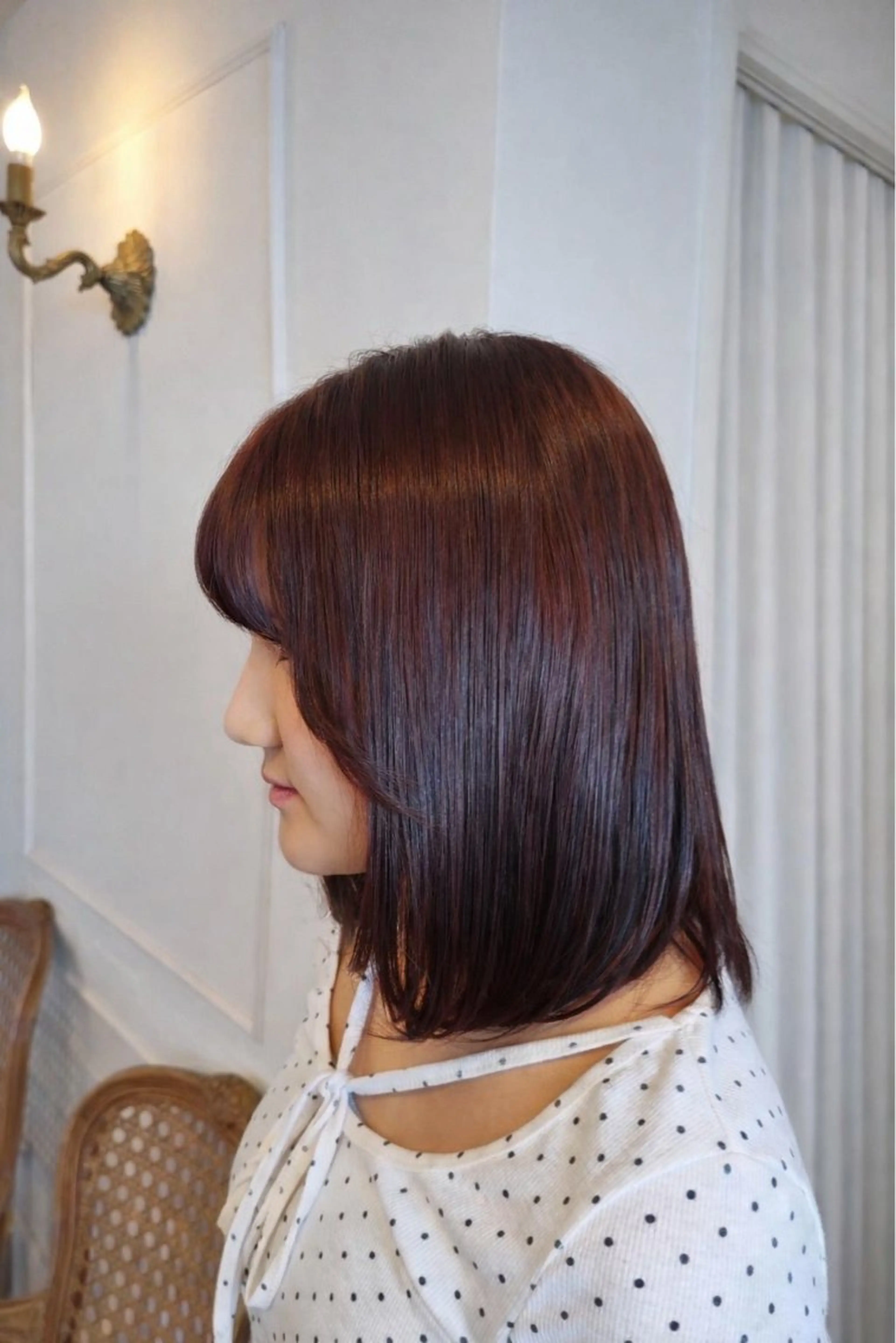 ミディアム カット ヘアカラー トリートメント トリコヘアサロン 新井千智のヘアスタイル